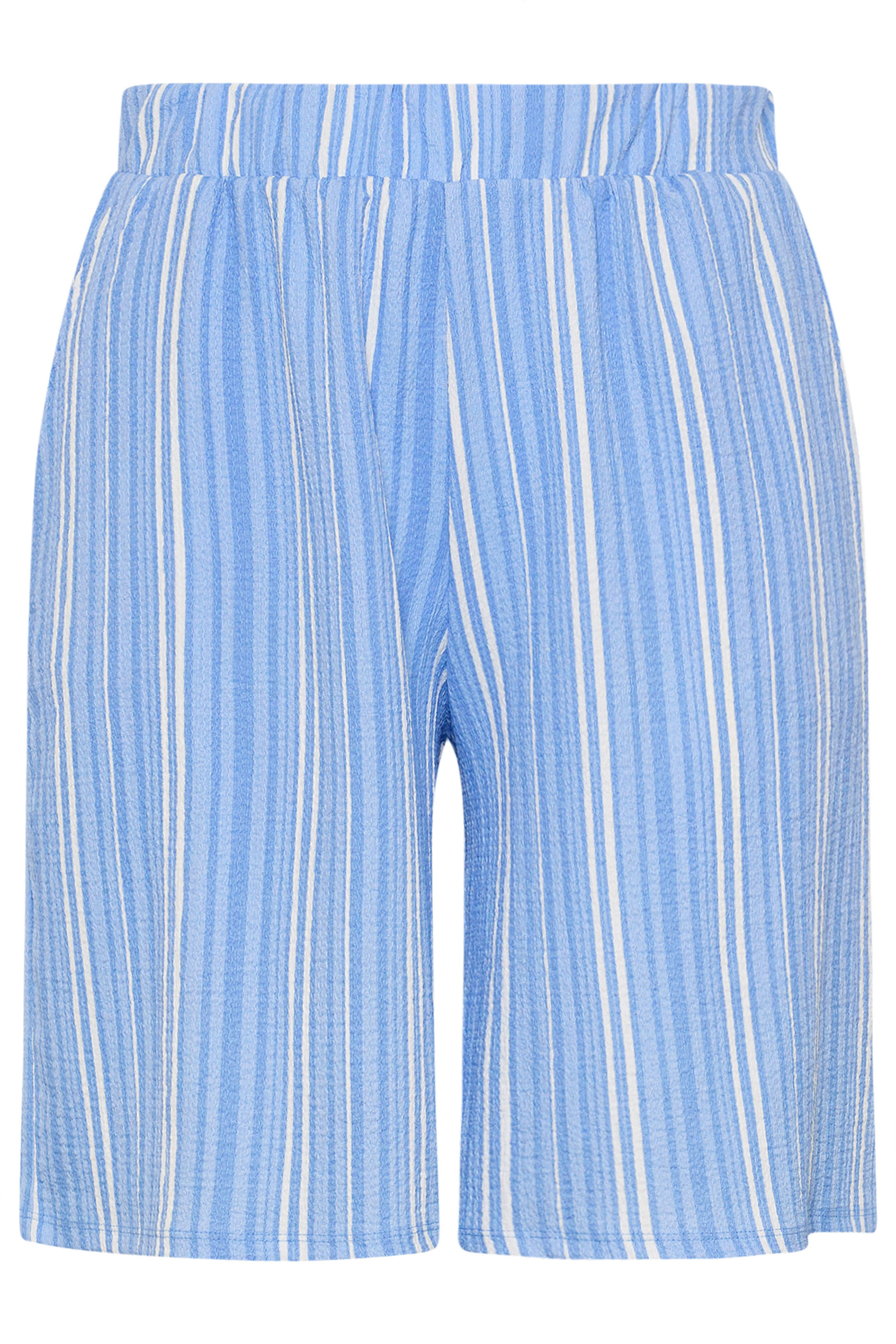 YOURS Plus Size Blue Stripe Print Shorts | Yours Clothing 5