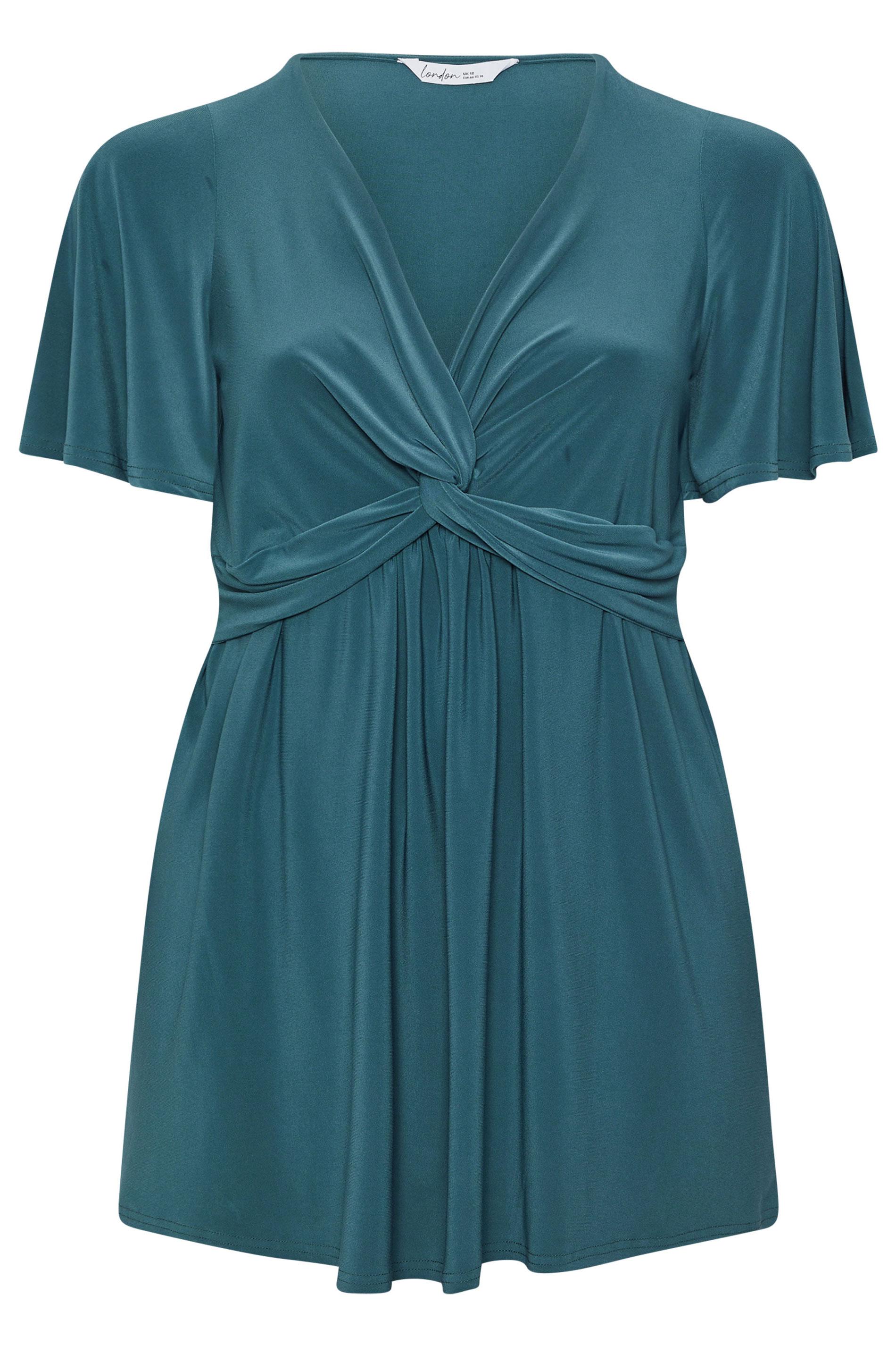 YOURS LONDON Plus Size Teal Blue Knot Detail Front Top | Yours Clothing 5