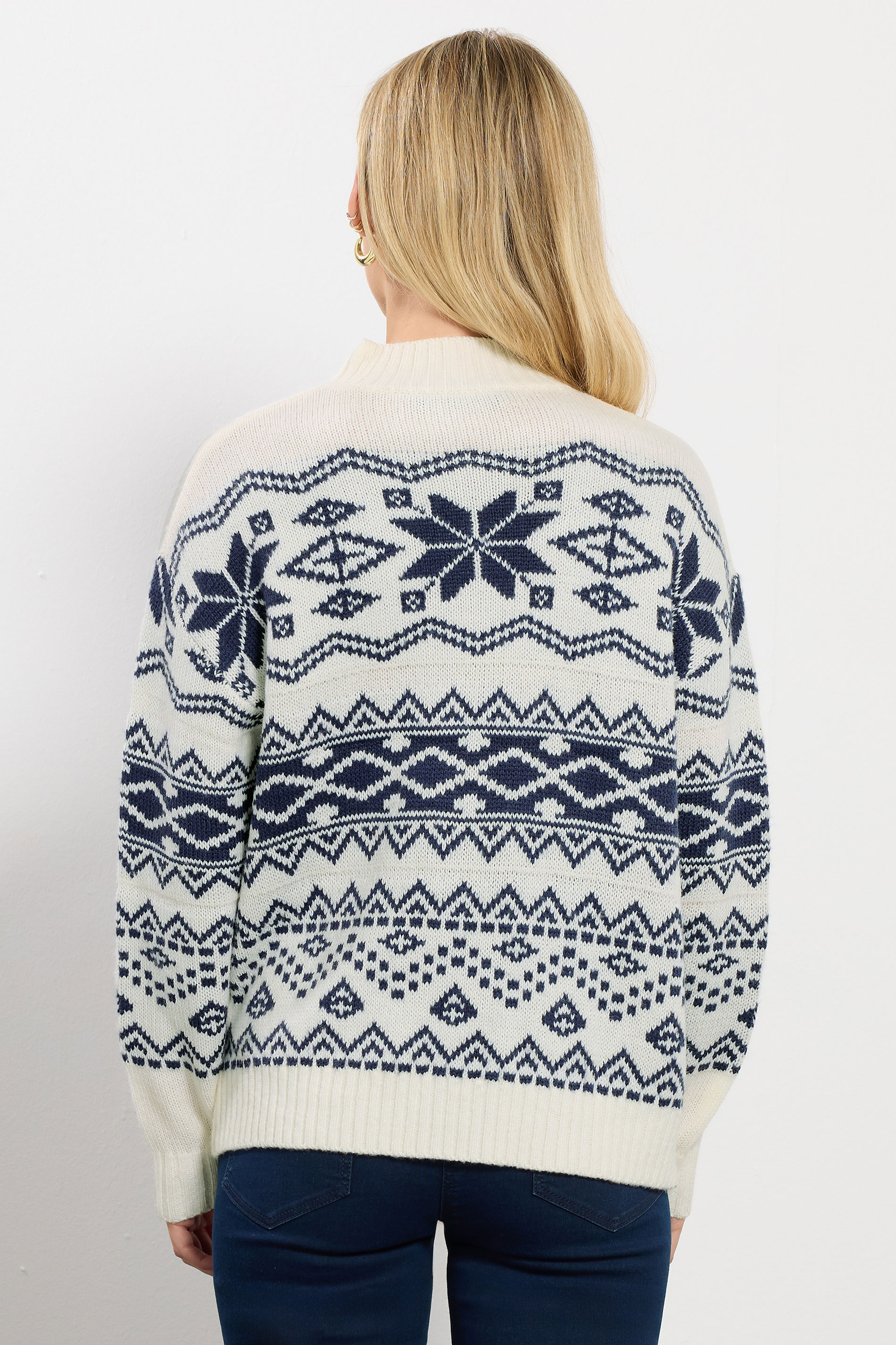 M&Co Petite Navy Blue & White Fairisle Knit Jumper | M&Co 2