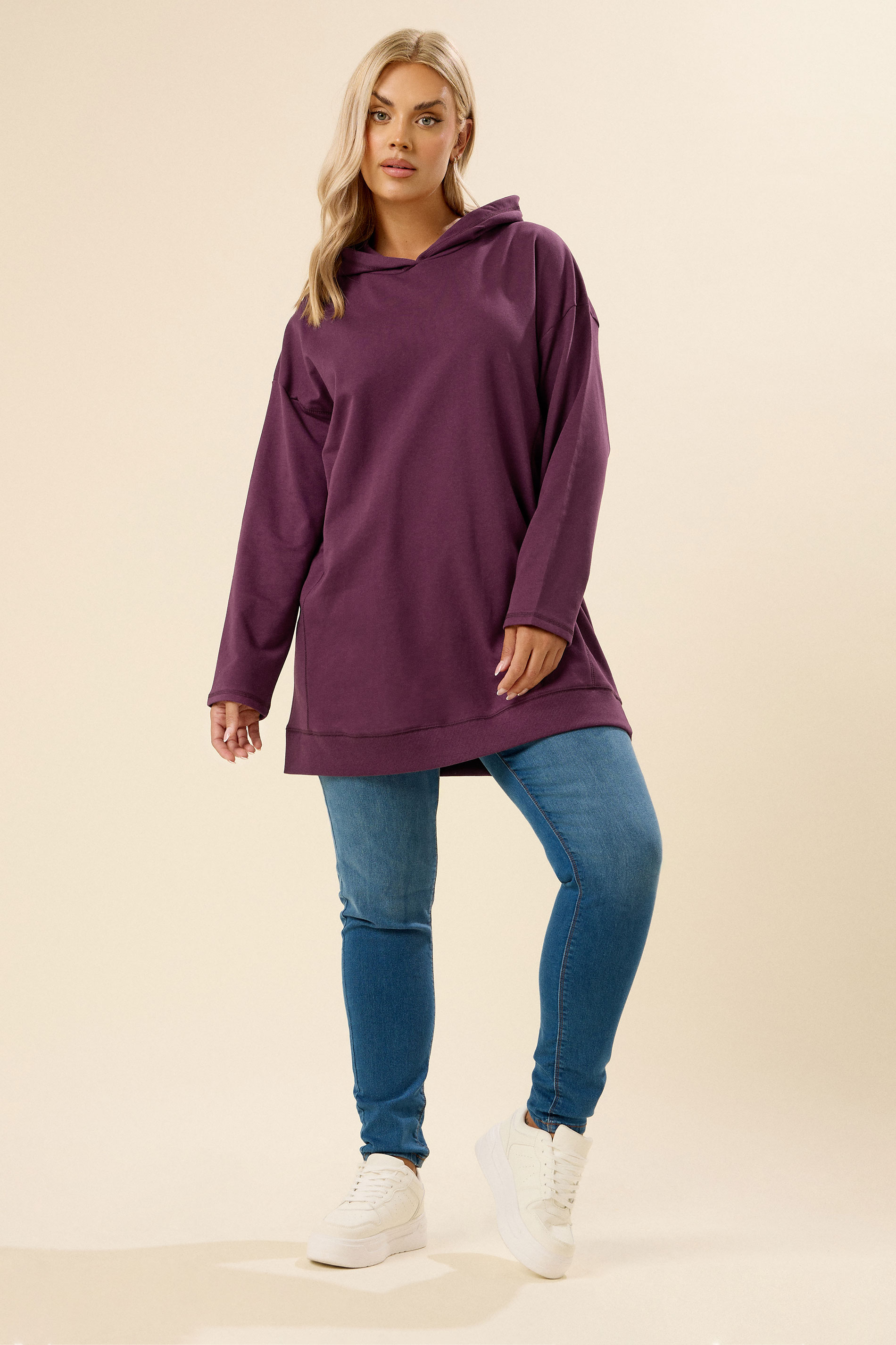 YOURS Plus Size Burgundy Red Seam Detail Hoodie | Yours Clothing 1