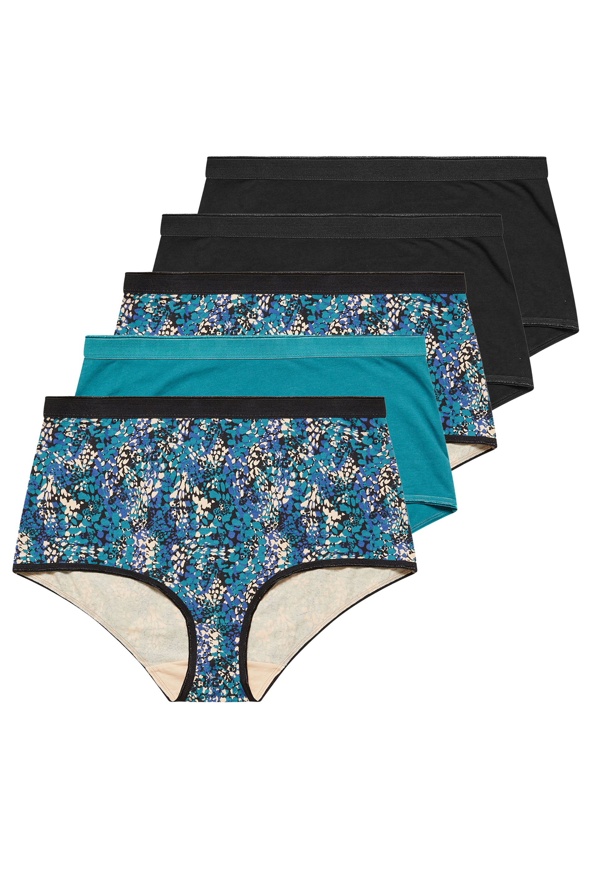 YOURSET 5 PACK Plus Size Teal Green Snake Print Full Briefs | Yours Clothing 3