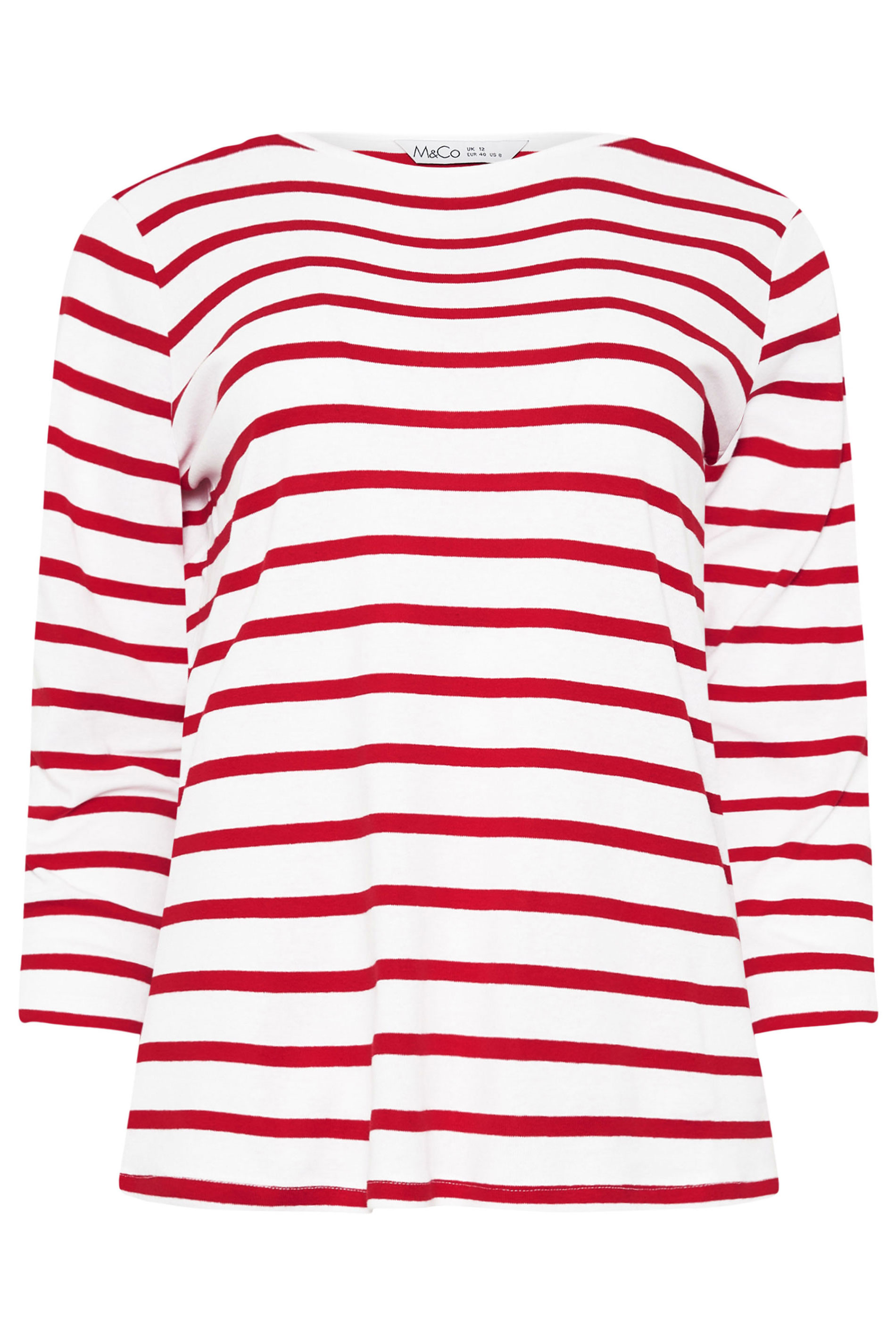 M&Co Red & White Cotton Striped Top | M&Co 5