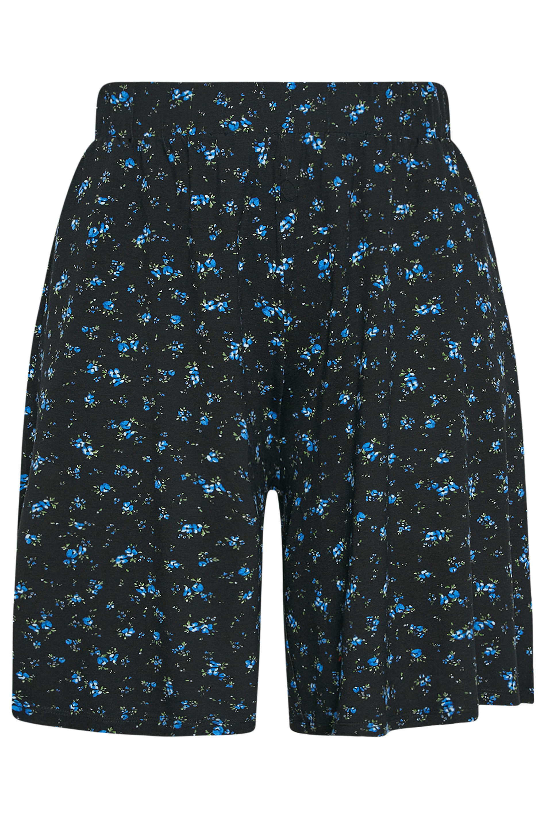YOURS Plus Size Black Floral Ditsy Shorts | Yours Clothing 5