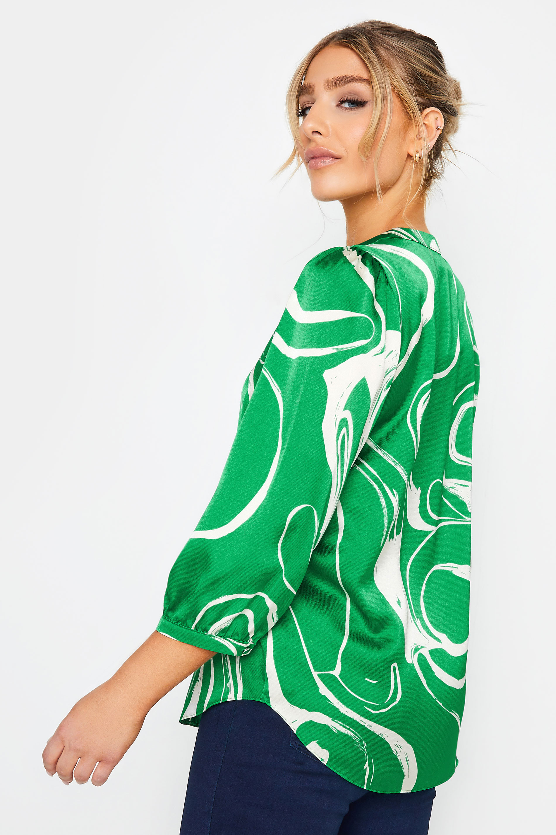 M&Co Green Abstract Print 3/4 Sleeve Blouse | M&Co 3