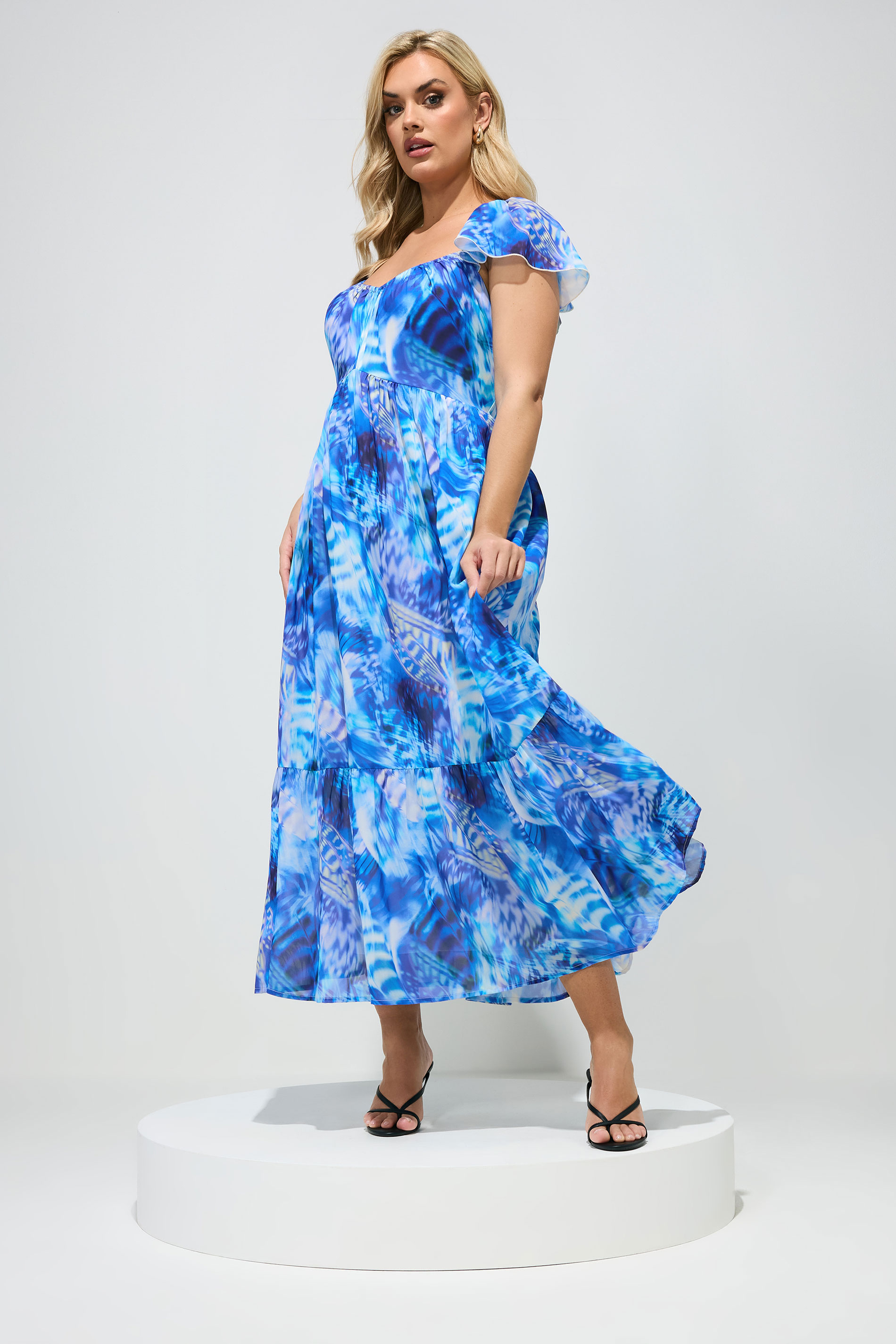 YOURS LONDON Plus Size Blue Abstract Smock Dress | Yours Clothing 1