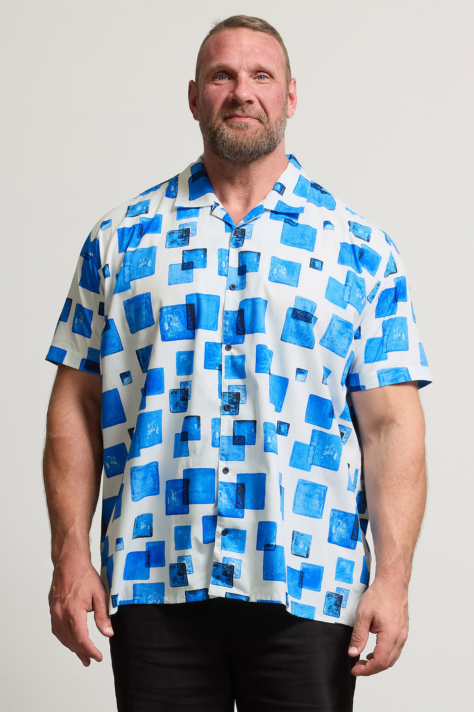BadRhino BIg & Tall White Square Print Peached Short Sleeve Shirt | BadRhino 1