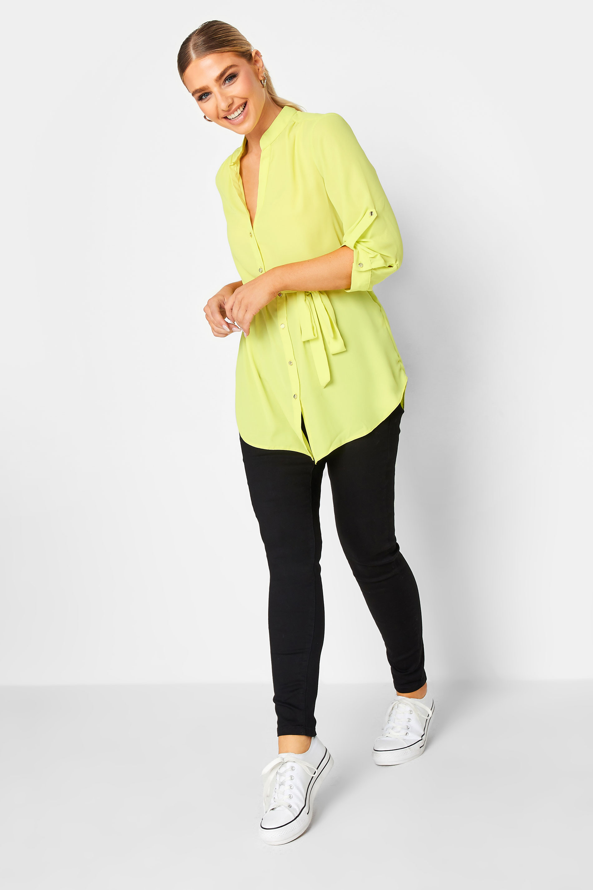 M&Co Lime Green Tie Waist Blouse | M&Co 2