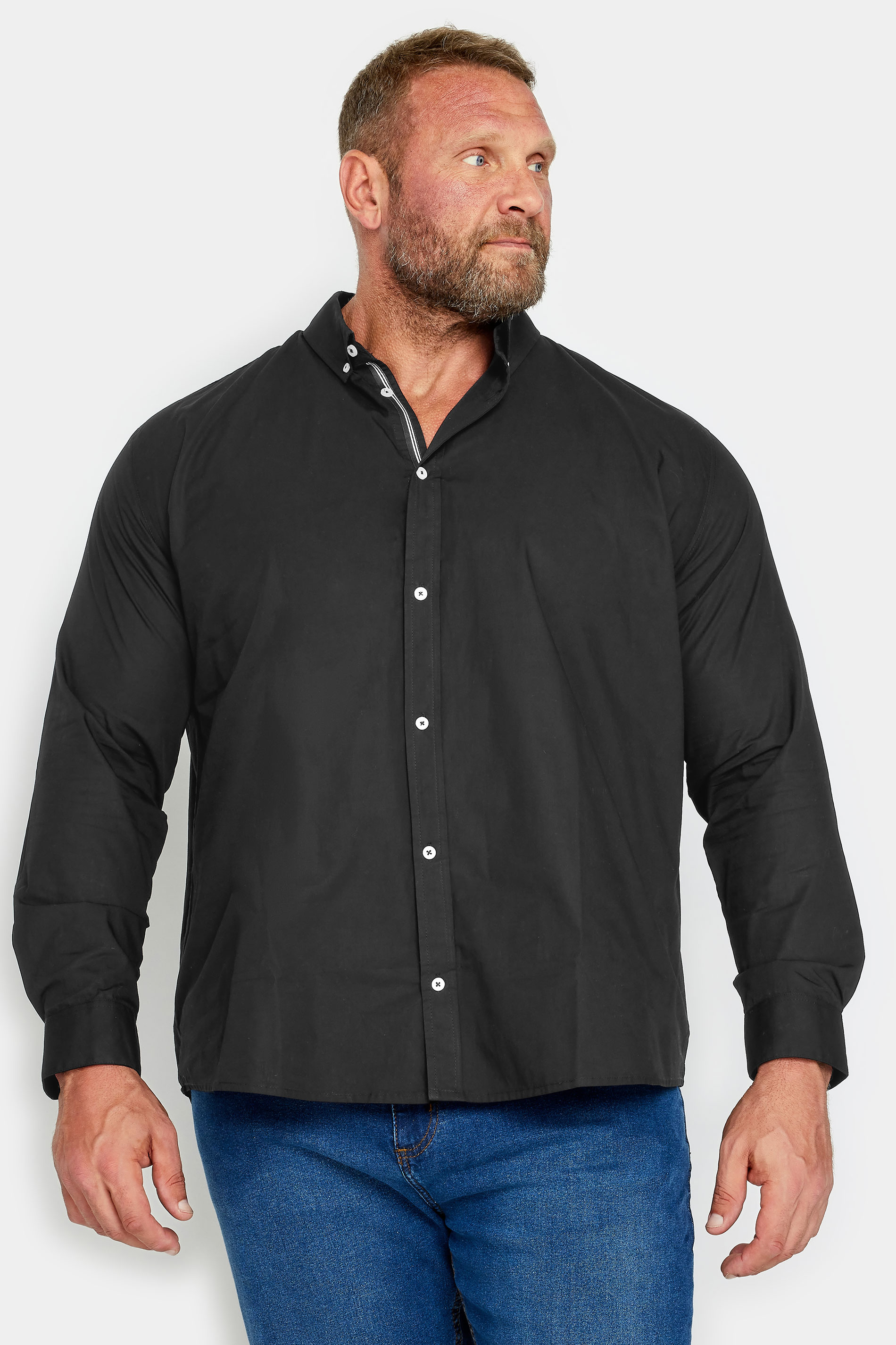 BadRhino Black Cotton Poplin Long Sleeve Shirt | BadRhino 3