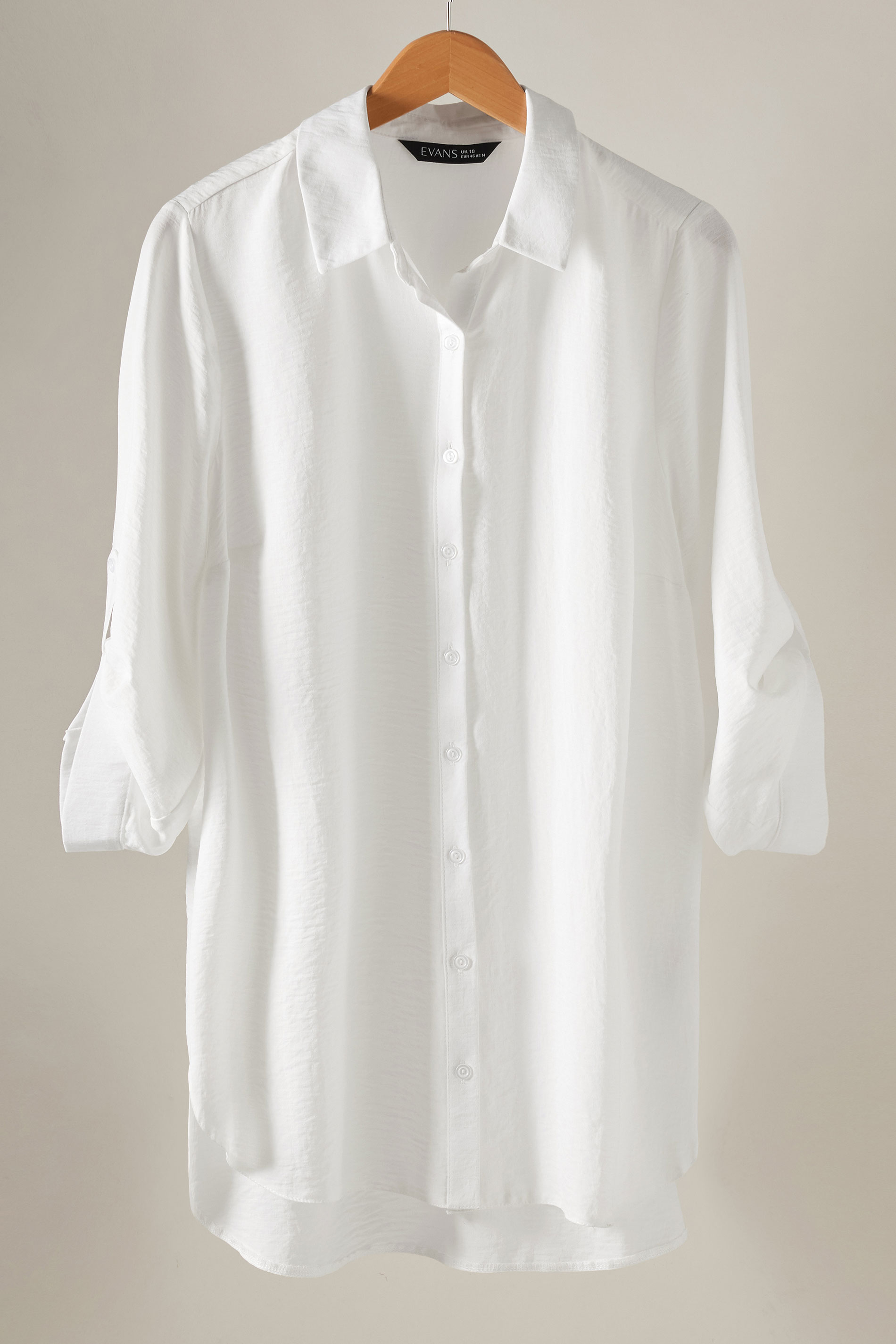 EVANS Plus Size White Tab Sleeve Shirt | Evans 6