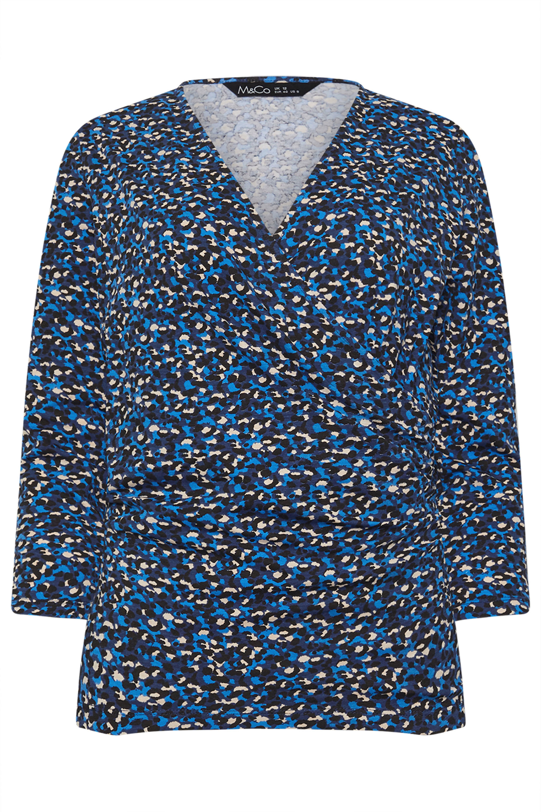 M&Co 2 PACK Blue & Black Animal Print Wrap Tops | M&Co 8