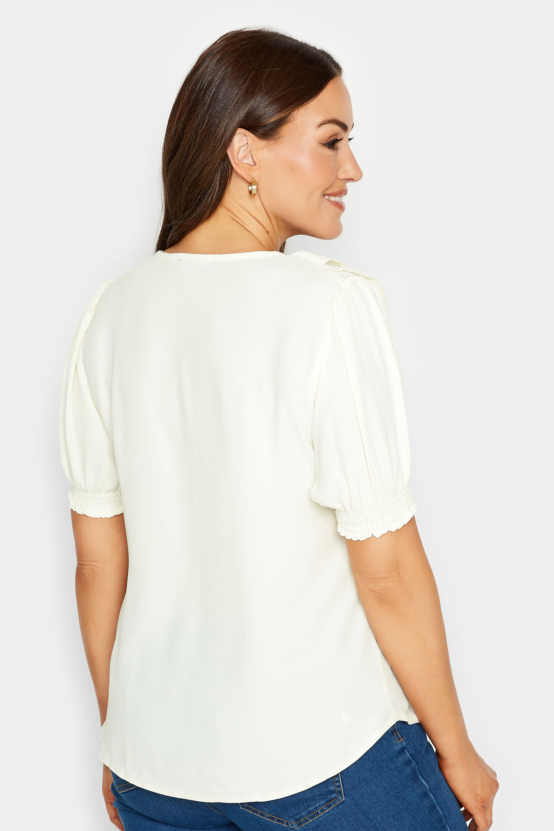 M&Co Ivory White Frill Front Blouse | M&Co 3