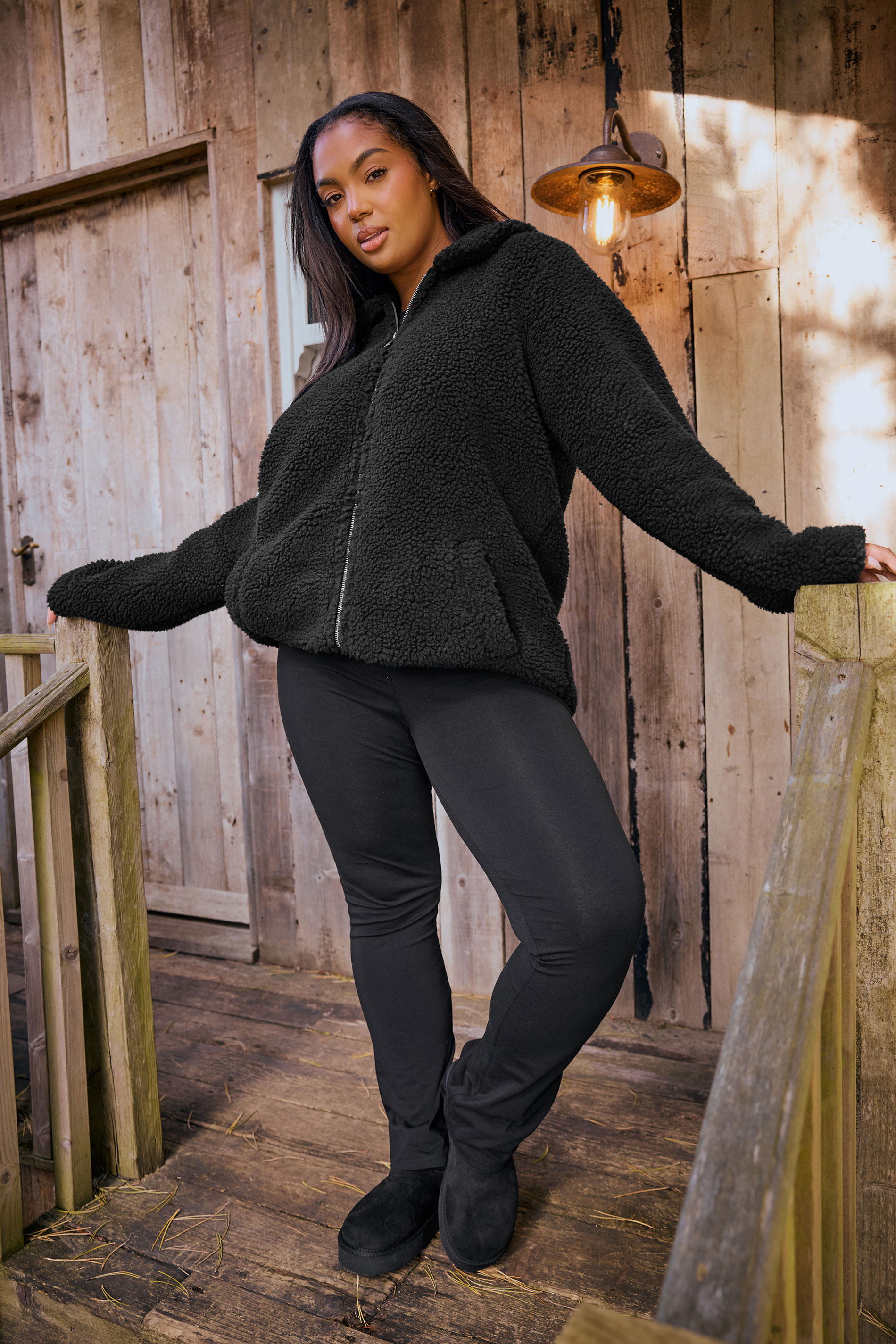 YOURS Plus Size Black Heavyweight Teddy Fleece | Yours Clothing  1
