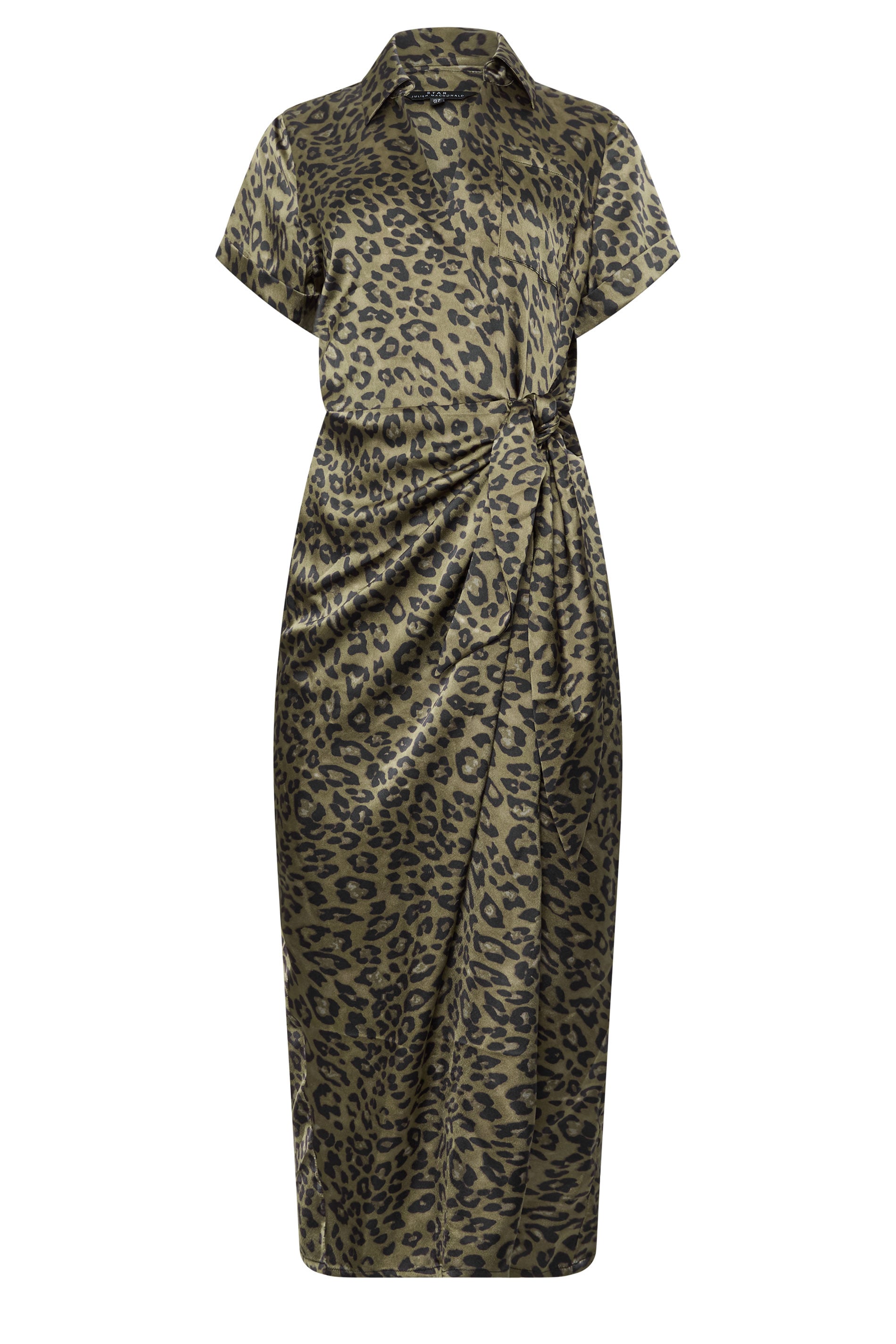 STAR Khaki Green Leopard Satin Maxi Dress | StarByJM 5