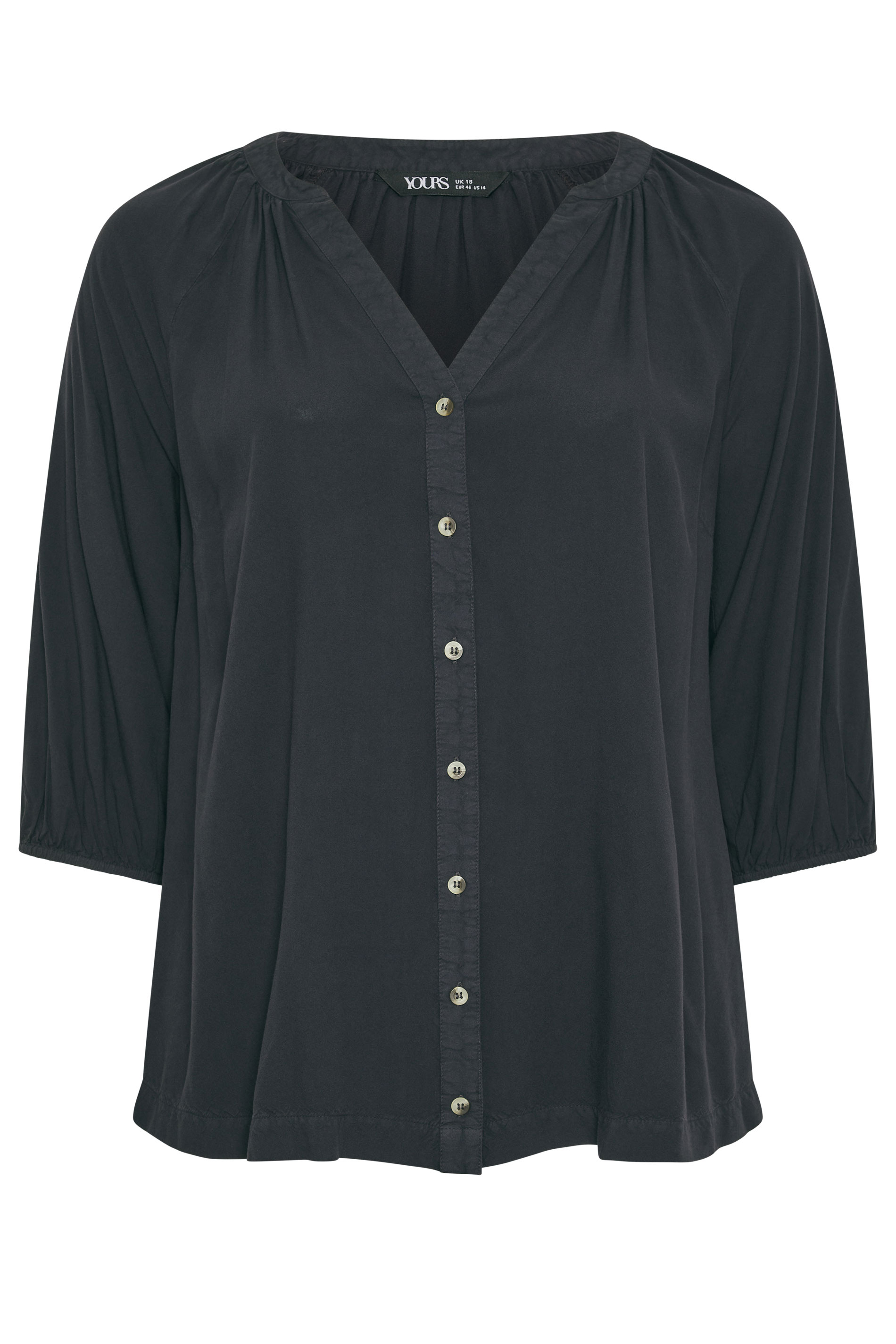 YOURS Plus Size Black Chambray Blouse | Yours Clothing 5
