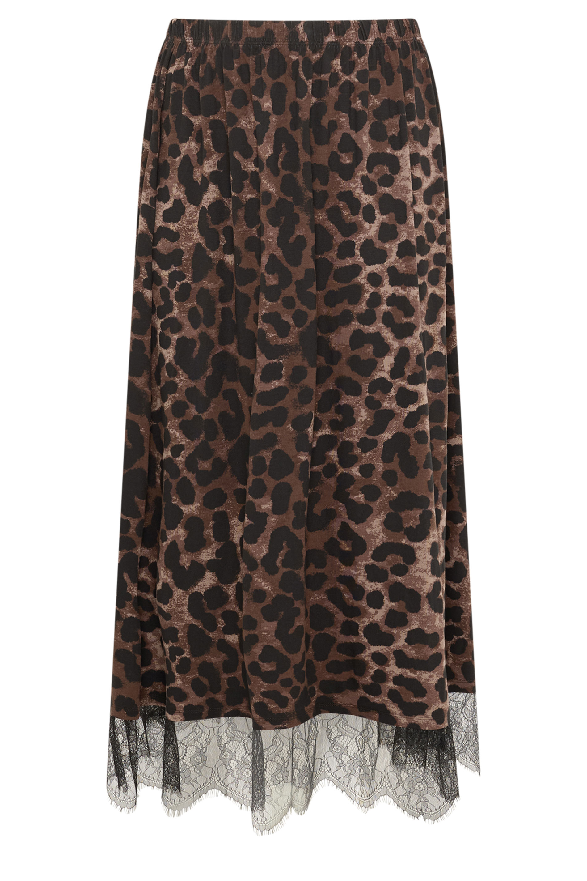YOURS Plus Size Chocolate Brown Leopard Skirt | Yours Clothing 5