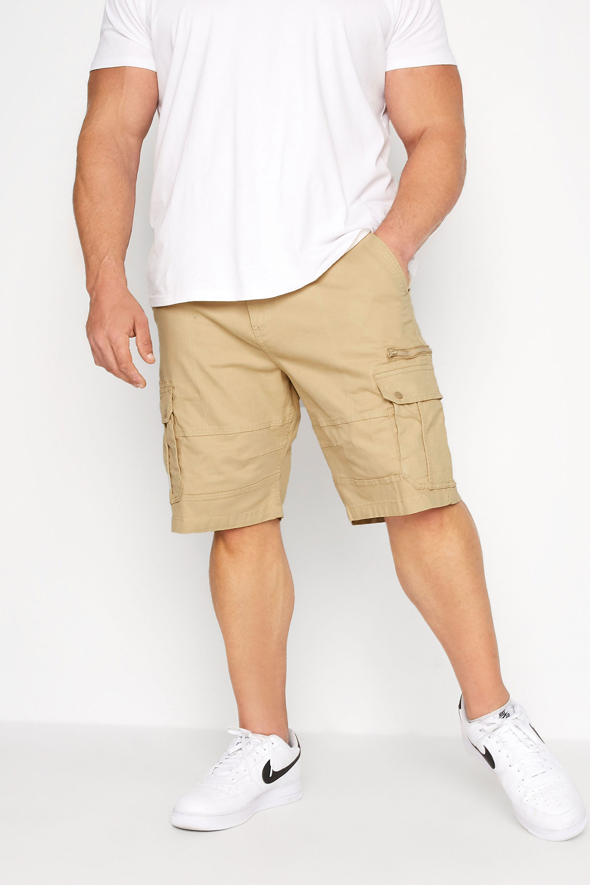 KAM Beige Brown Canvas Cargo Shorts | BadRhino 3