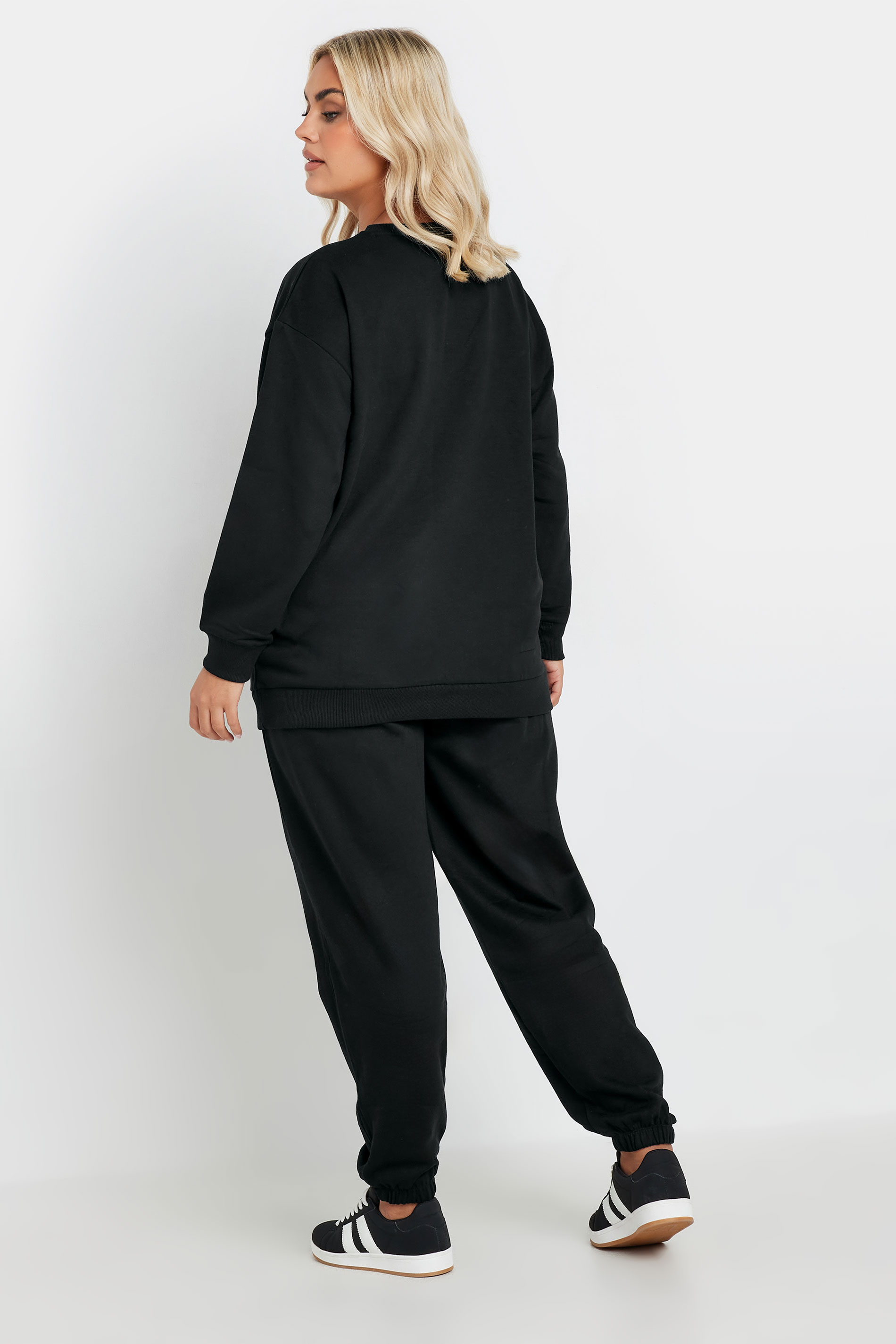 YOURS Plus Size Black Jogger Set | Yours Clothing 2