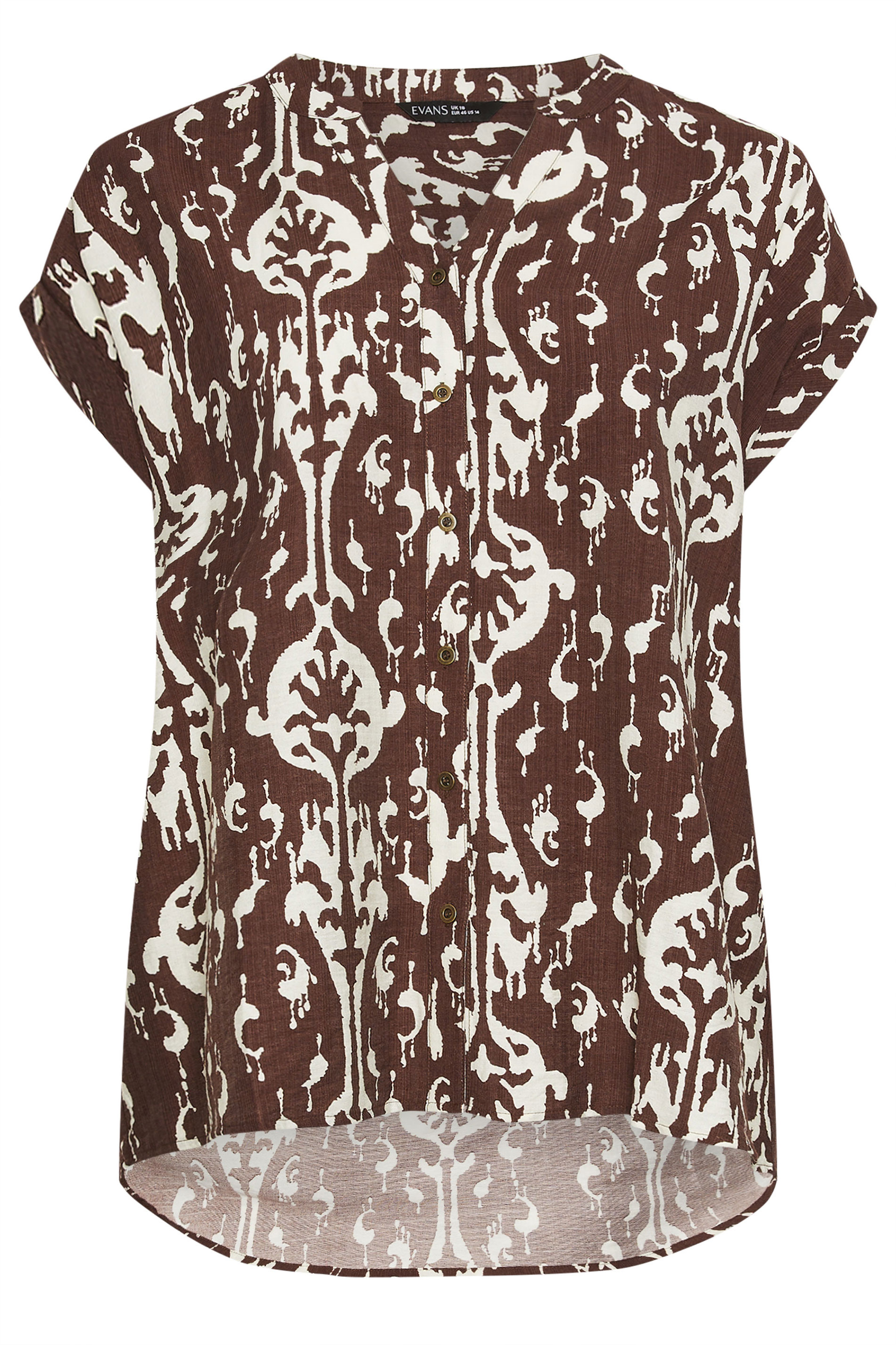 EVANS Plus Size Chocolate Brown Abstract Shirt | Evans 5
