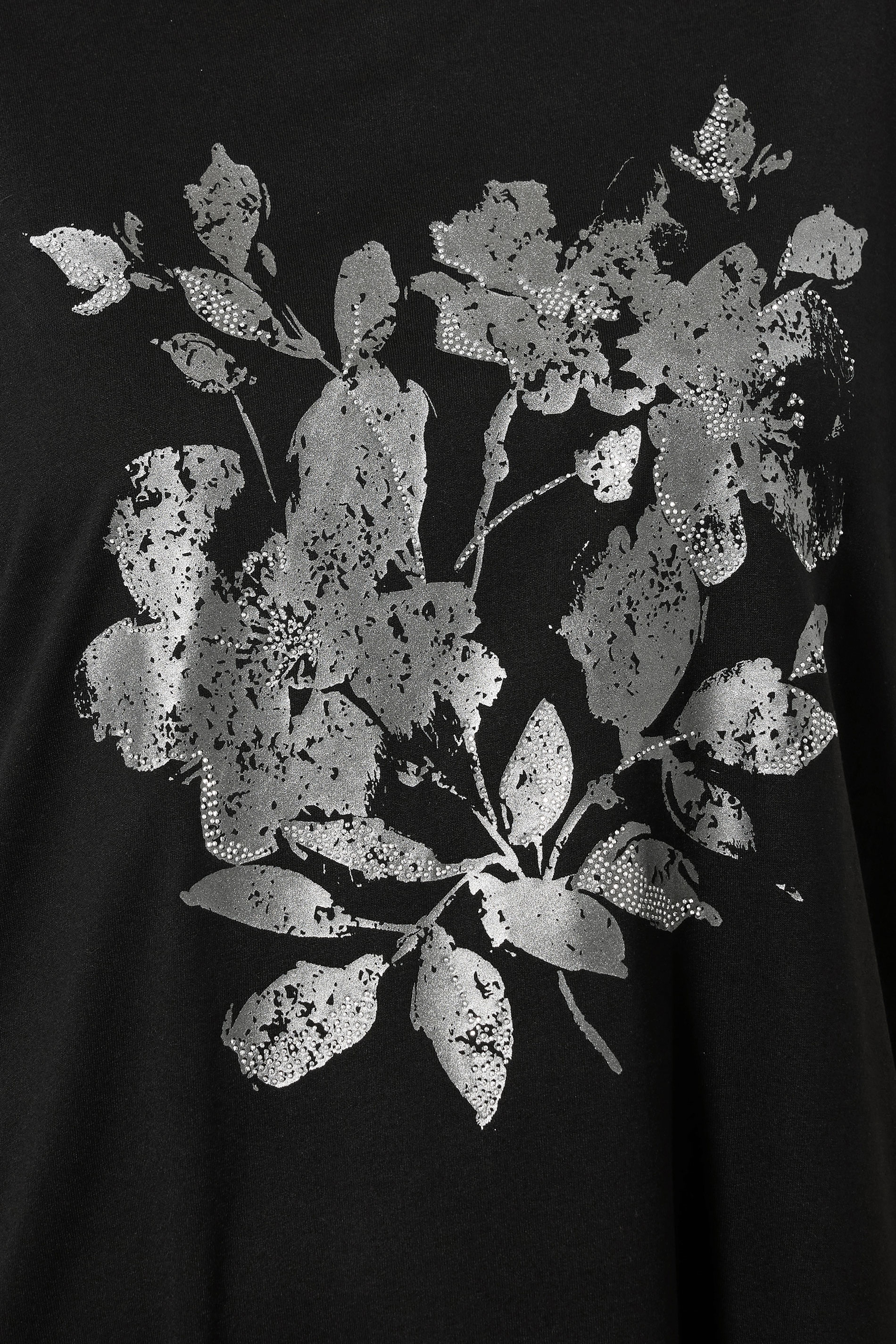 EVANS Plus Size Black Floral Stud Detail Modal Top | Evans 4