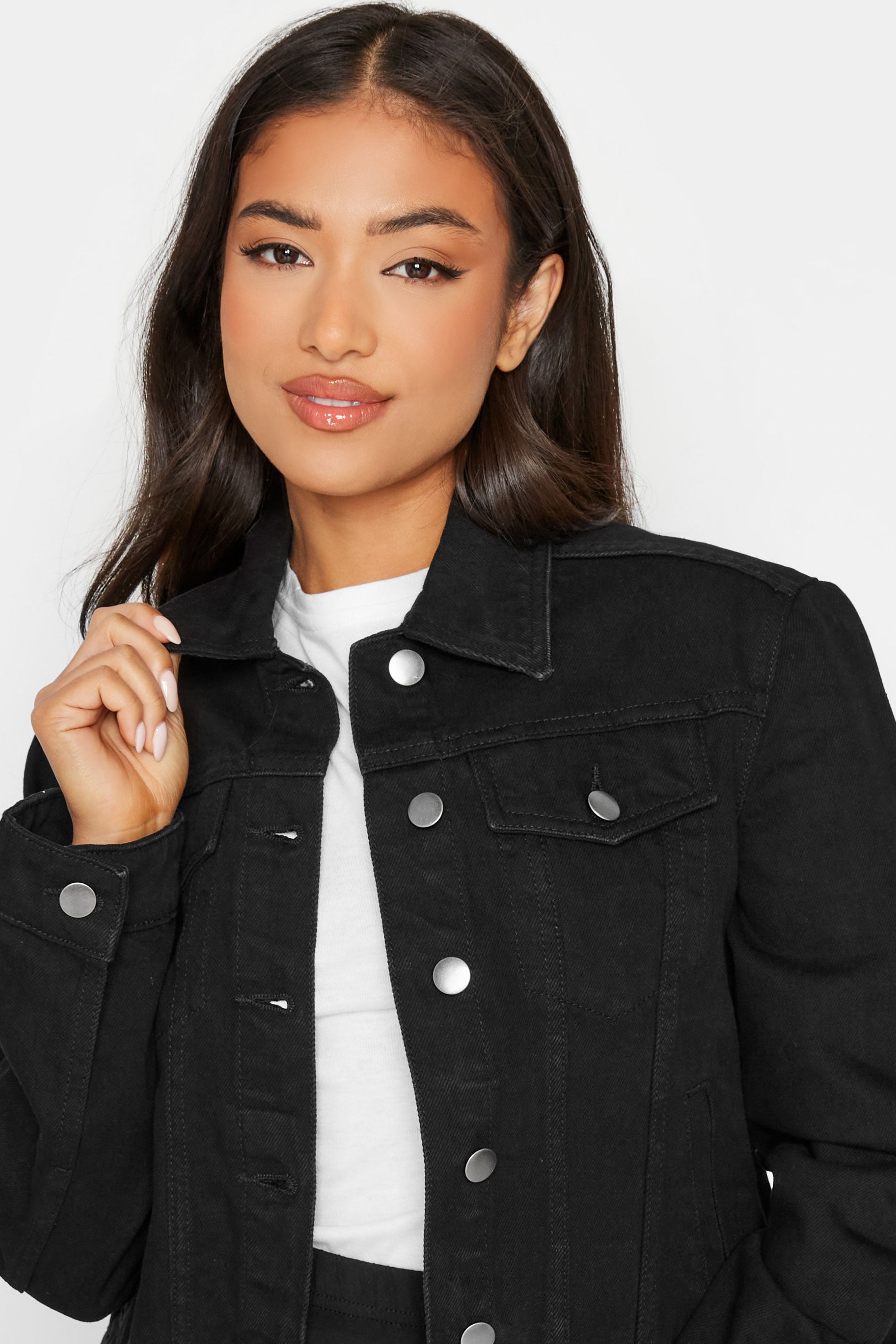 PixieGirl Petite Women's Black Cotton Denim Jacket | PixieGirl 5