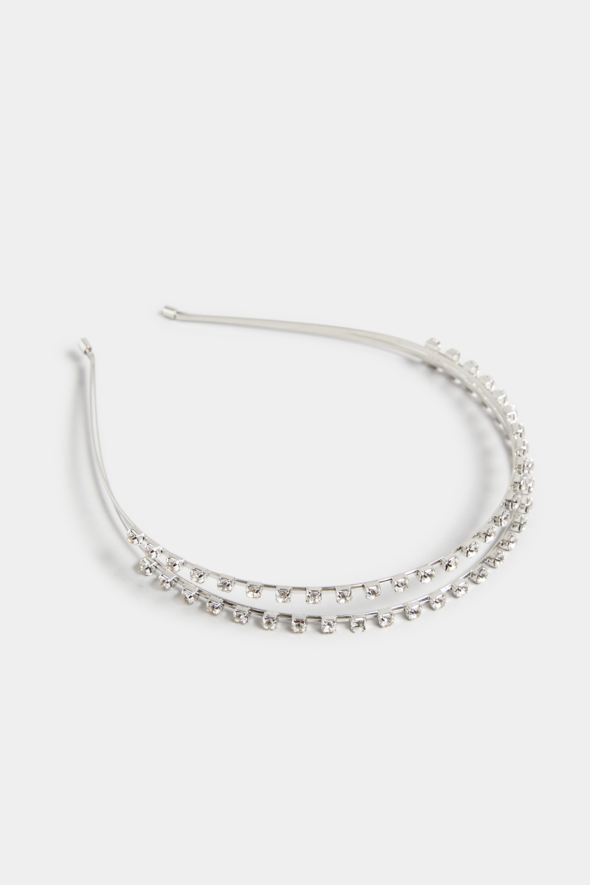 Silver Diamante Double Headband | Yours Clothing 1