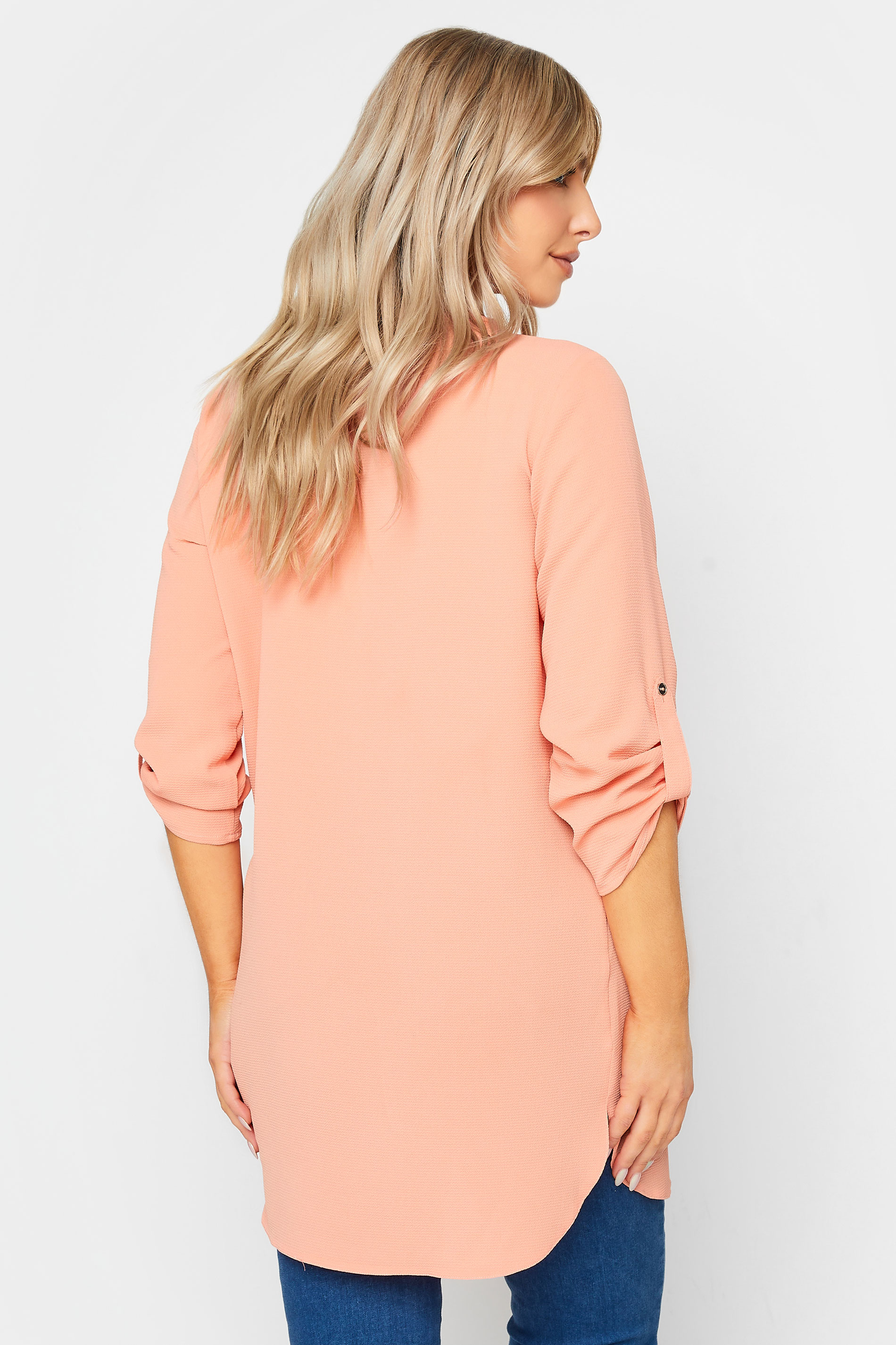 M&Co Pink Statement Button Tab Sleeve Shirt | M&Co 3