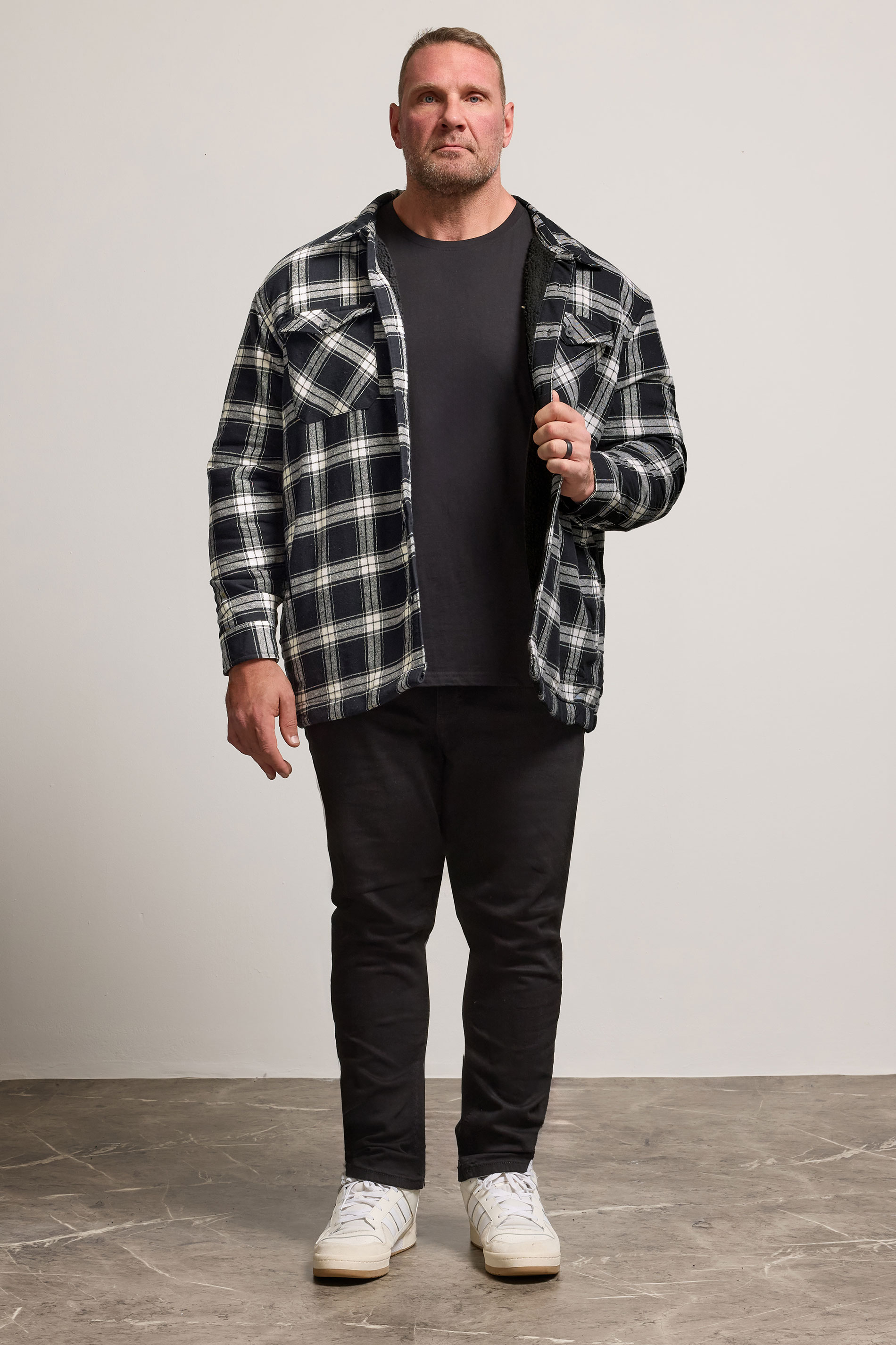 BadRhino Big & Tall Black Checked Borg Shacket | BadRhino 1