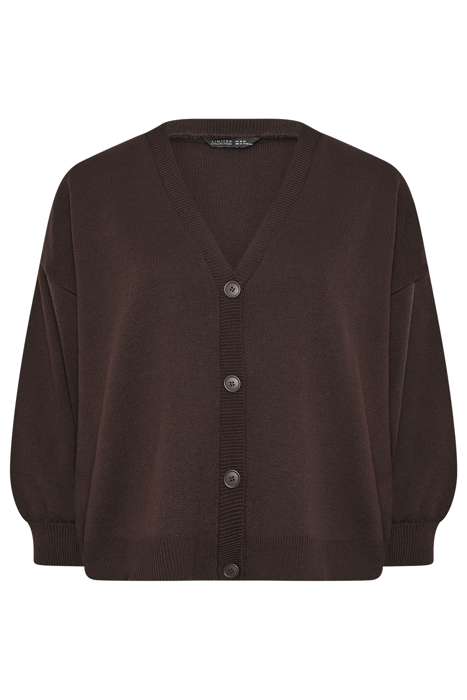 LIMITED COLLECTION Plus Size Chocolate Brown Balloon Sleeve Cardigan | Yours Clothing 5