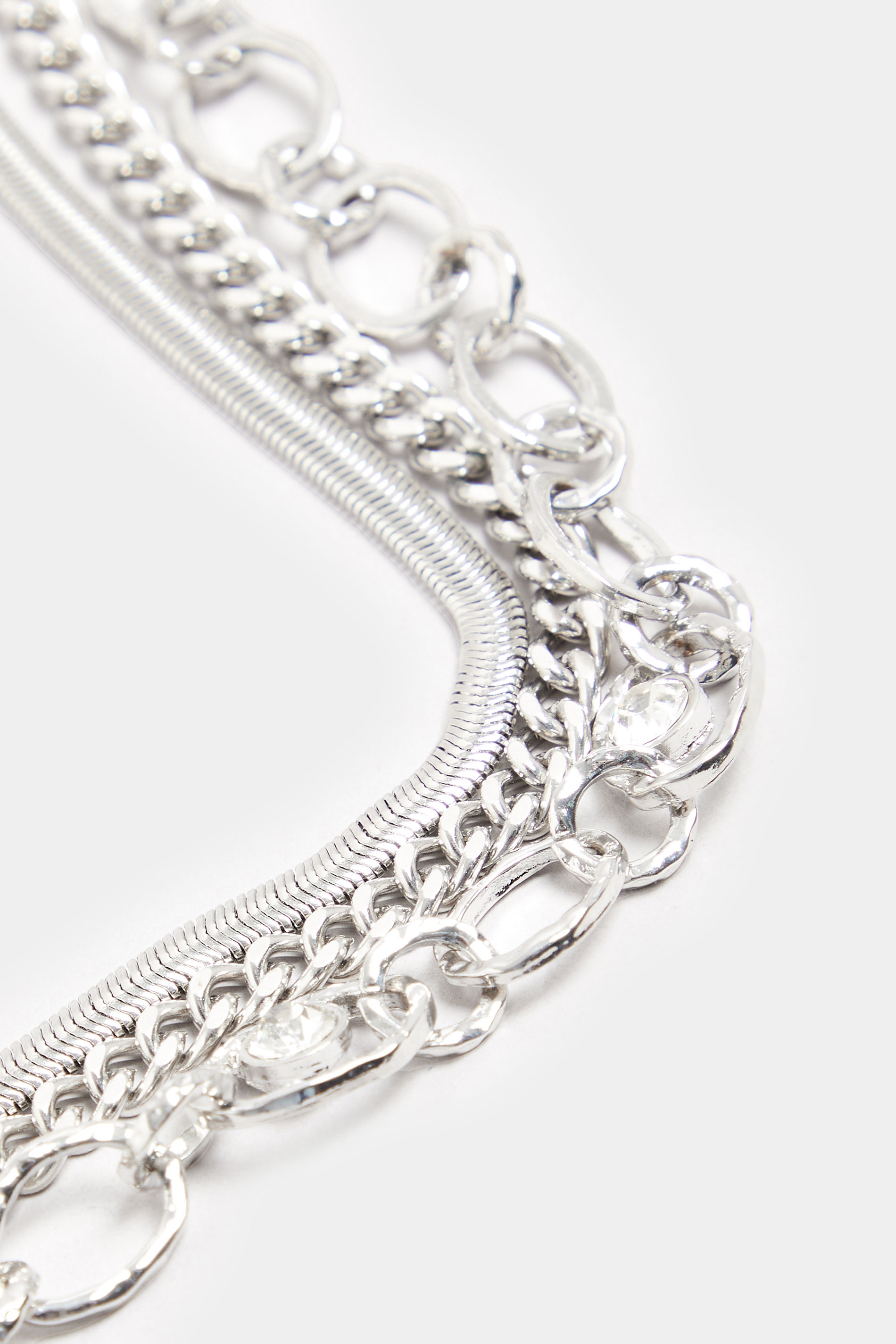 Silver Tone Double Layer Tear Drop Necklace | Yours Clothing 2