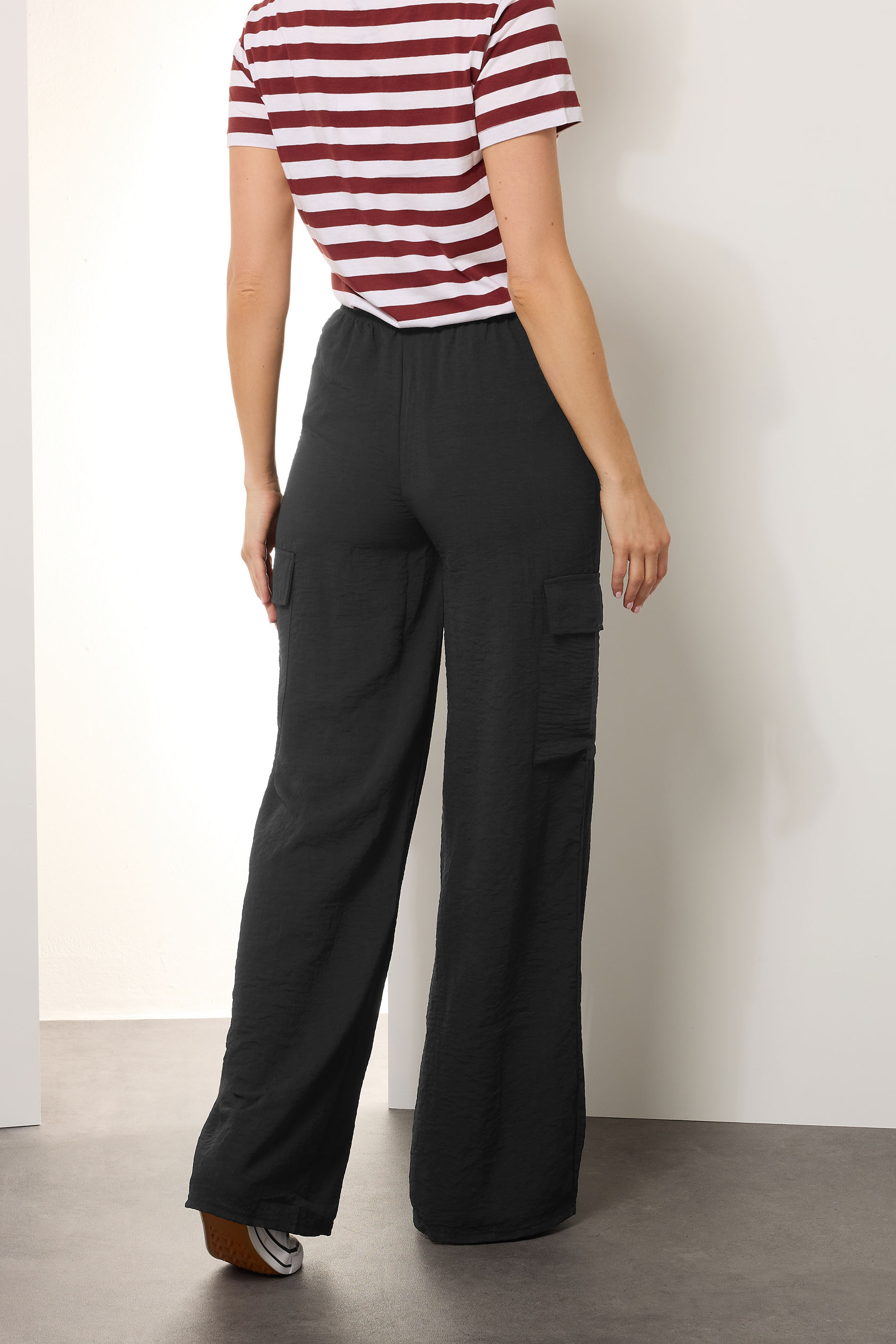 LTS Tall Women's Black Cargo Crepe Wide Leg Trousers | Long Tall Sally 2