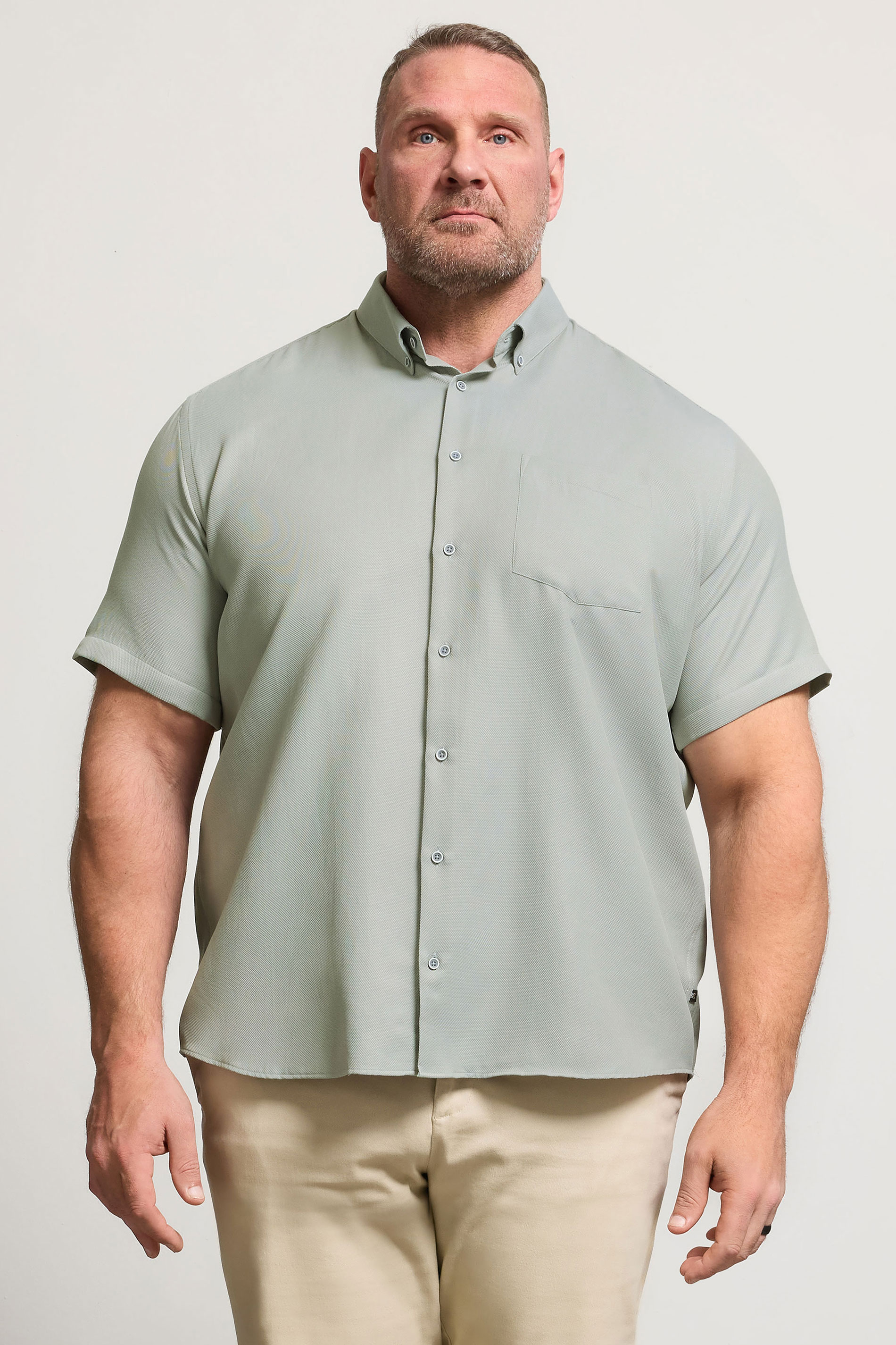 KAM Big & Tall Sage Green Dobby Textured Shirt | BadRhino 3