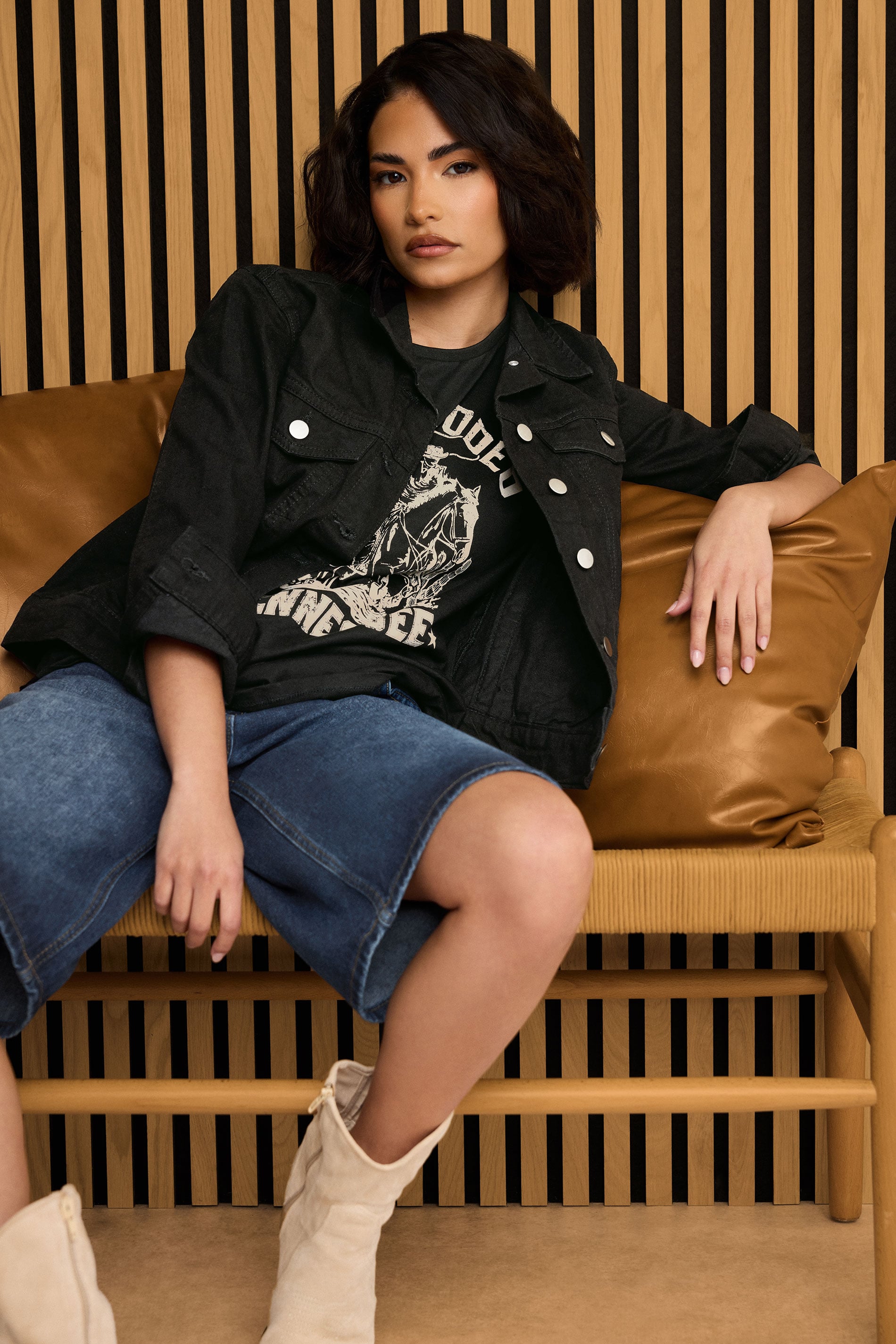 PixieGirl Petite Women's Black Cotton Denim Jacket | PixieGirl 1