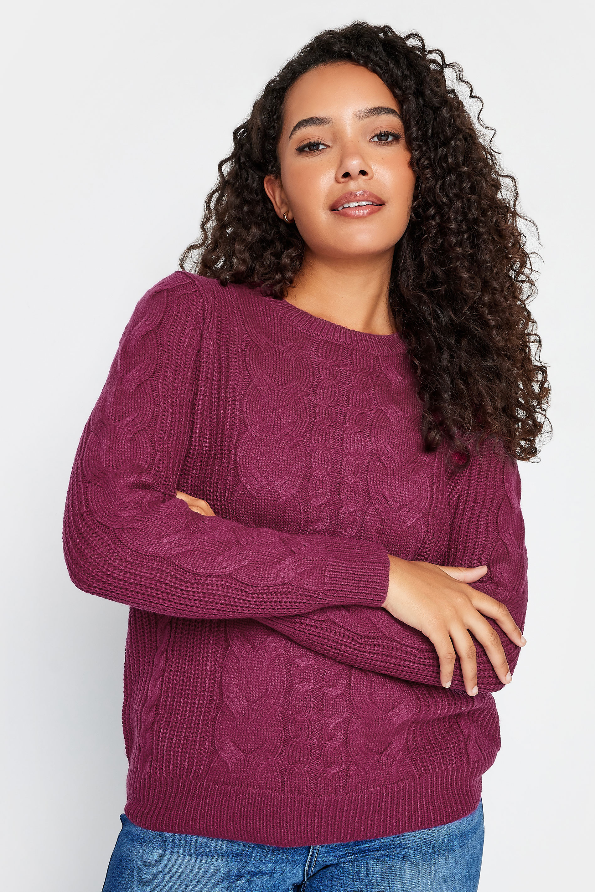 M&Co Dark Pink Cable Knit Jumper | M&Co 1