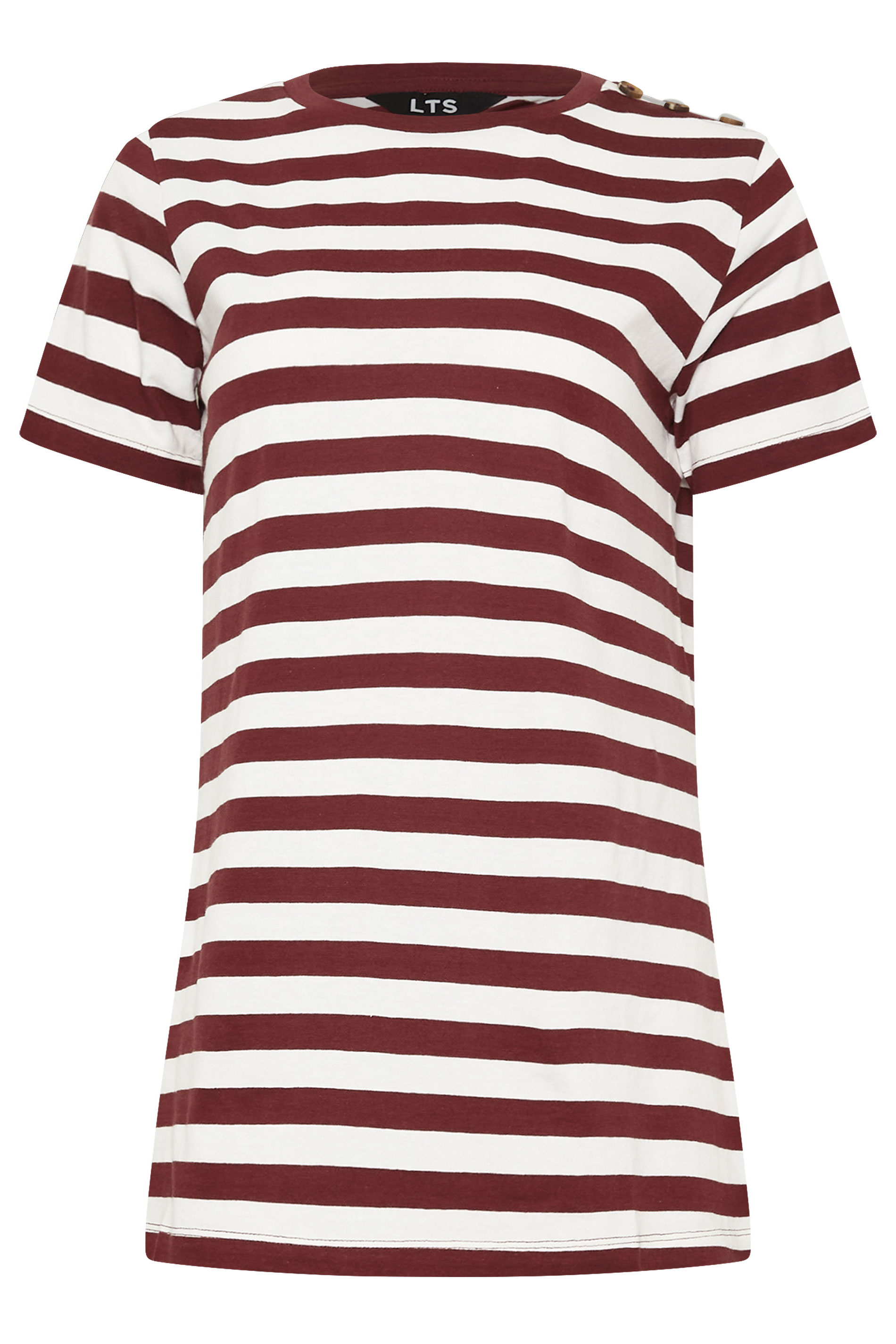 LTS Tall Burgundy Red Striped Cotton T-shirt | Long Tall Sally 5