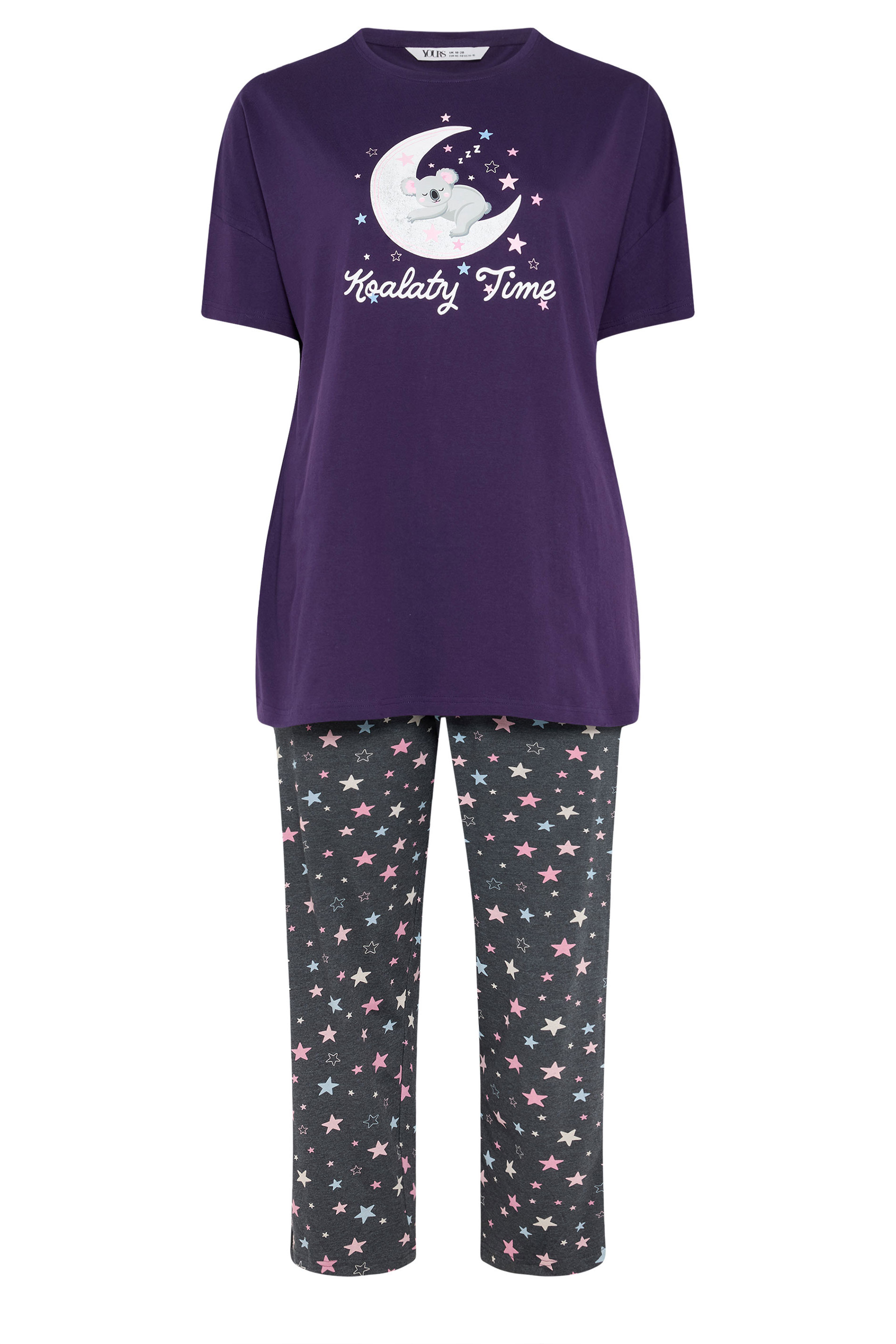 YOURS Plus Size Purple 'Koalaty Time' Pyjama Set | Yours Clothing 5