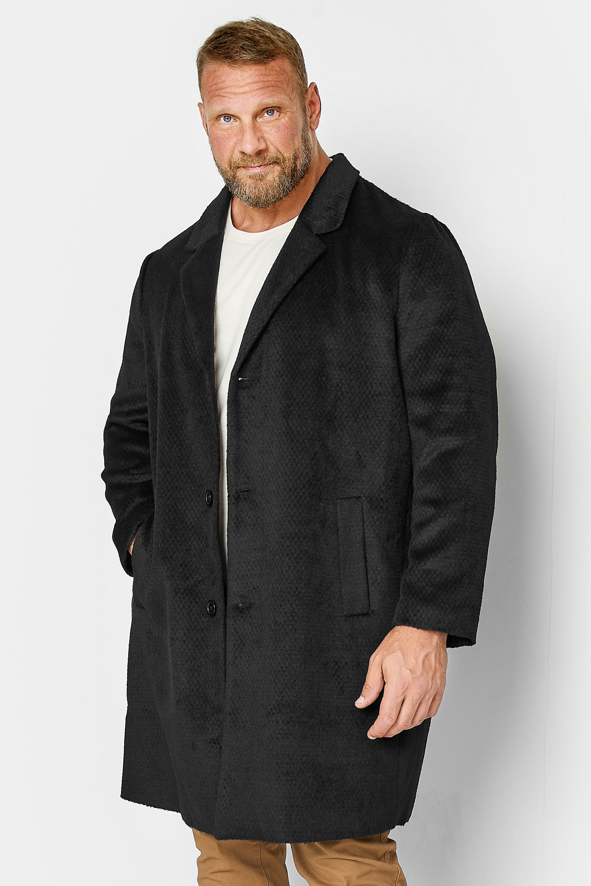 BadRhino Big & Tall Black Single Breasted Coat | BadRhino 3