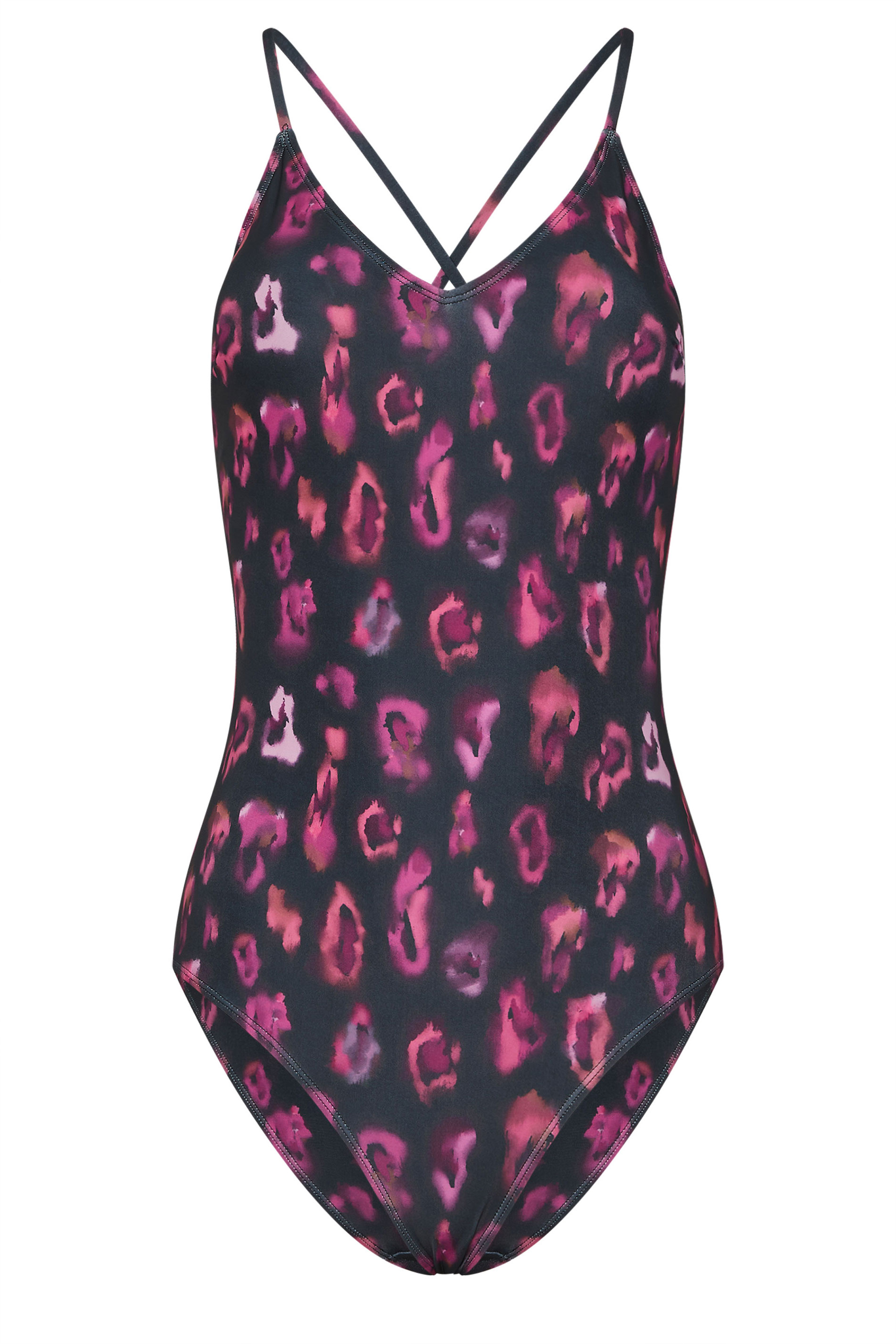 LTS Tall Womens Black & Pink Ombre Animal Print Swimsuit | Long Tall Sally 6
