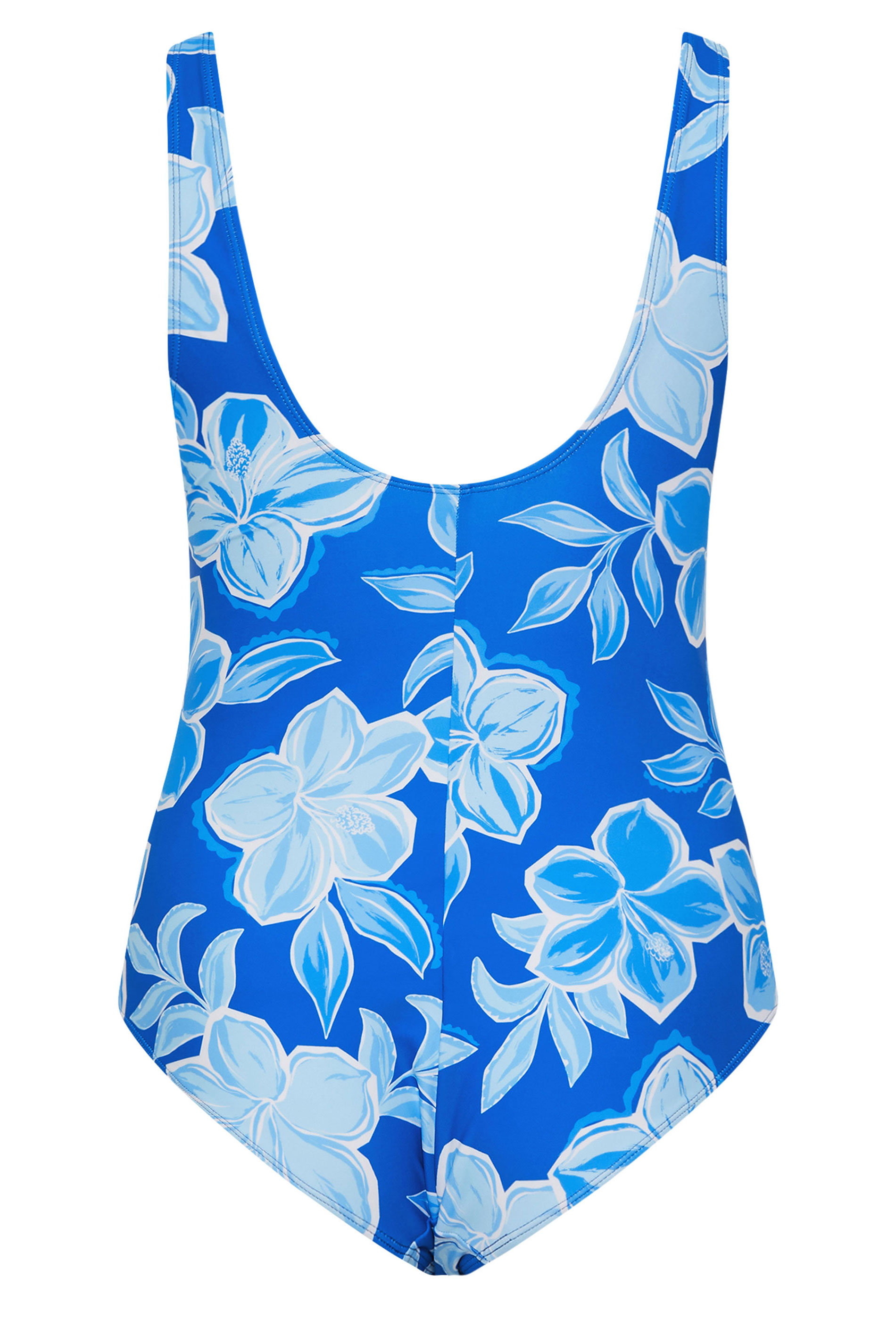 YOURS Plus Size Blue Floral Print Plunge Swimsuit | Yours Clothing 6