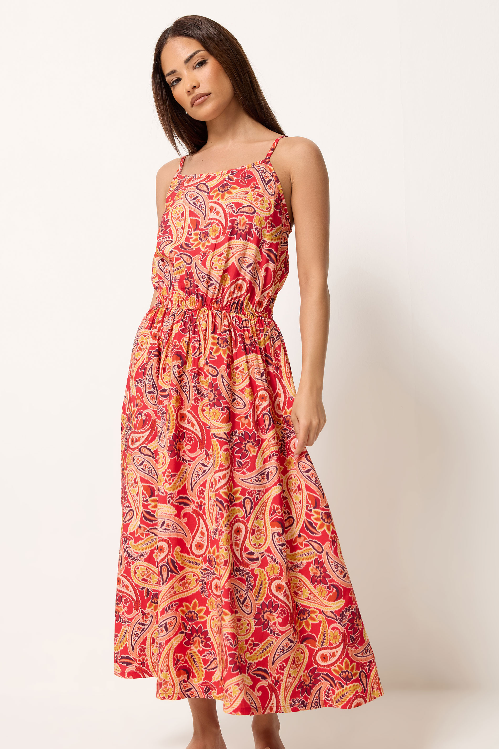 PixieGirl Petite Orange Paisley Midi Dress | PixieGirl 3