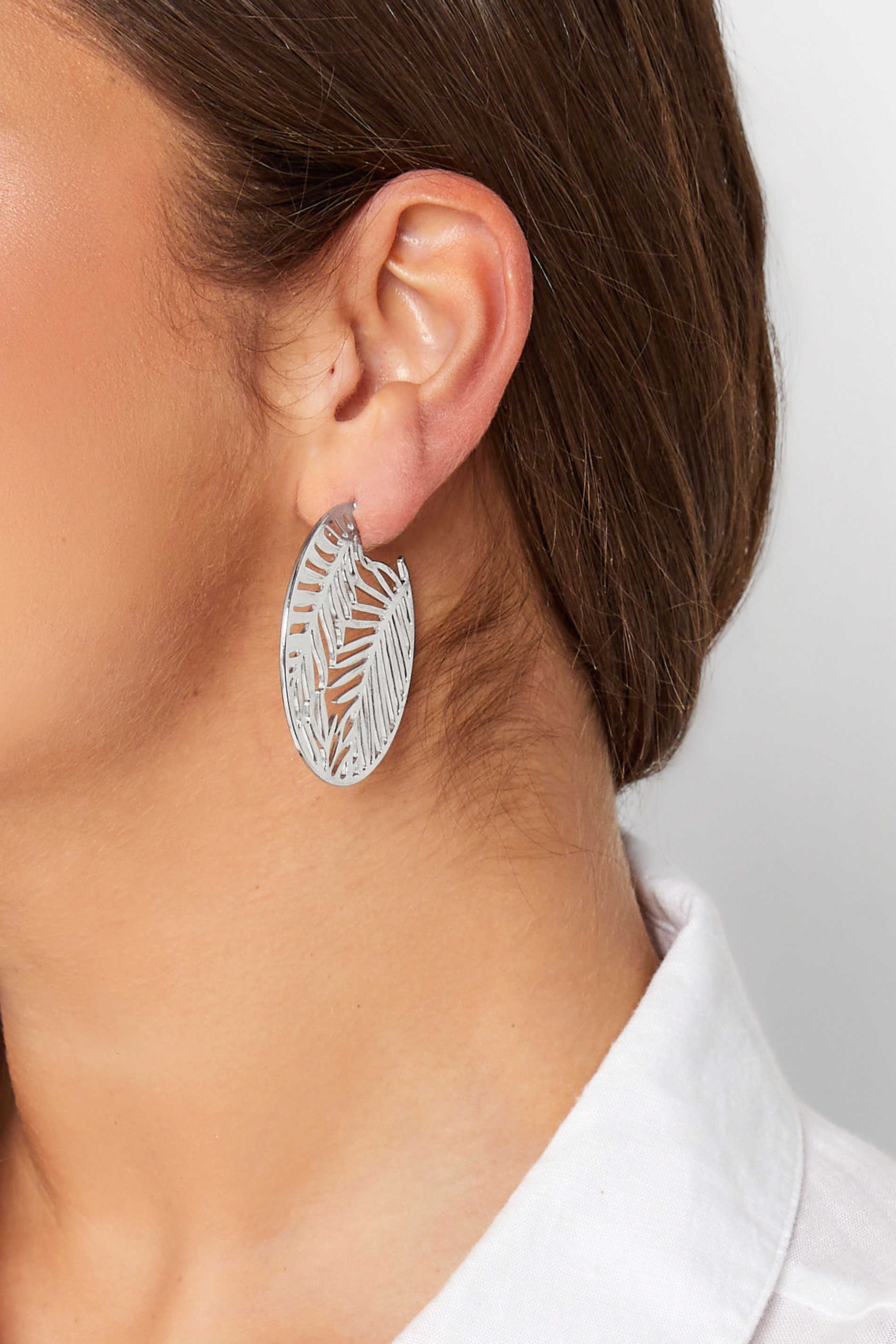 Silver Palm Hoop Earrings | Yours Clothing 1