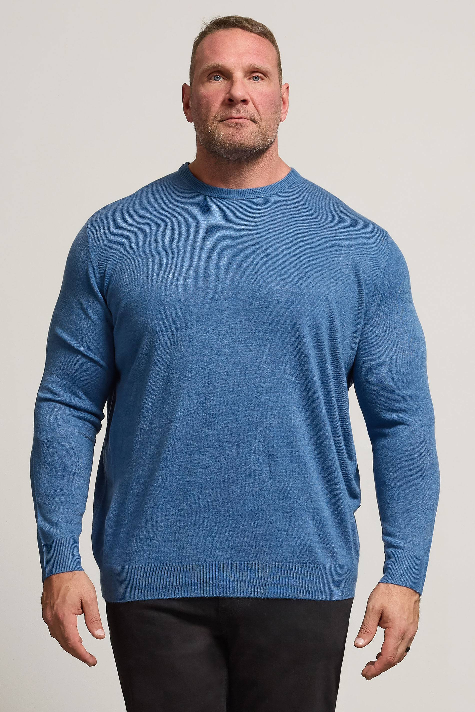 BadRhino Big & Tall Blue Crew Neck Jumper | BadRhino 3