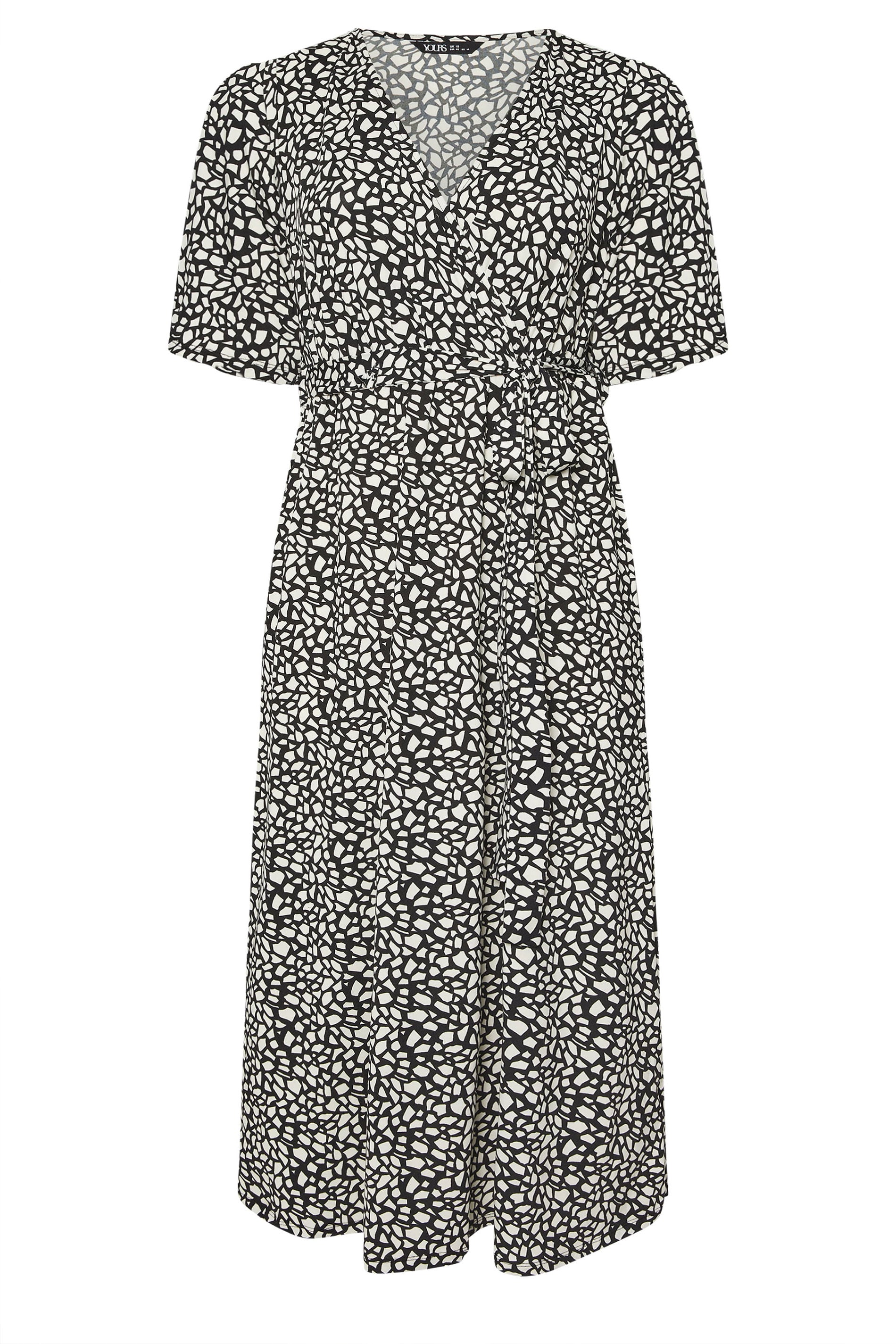YOURS Plus Size Black Abstract Print Wrap Maxi Dress | Yours Clothing 5