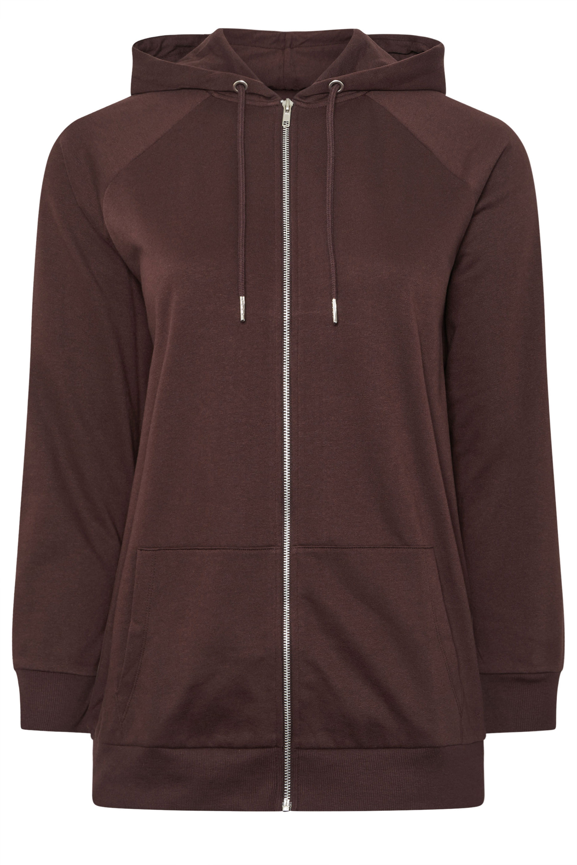YOURS Curve Plus Size Chocolate Brown Zip Through Hoodie | Yours Clothing 5
