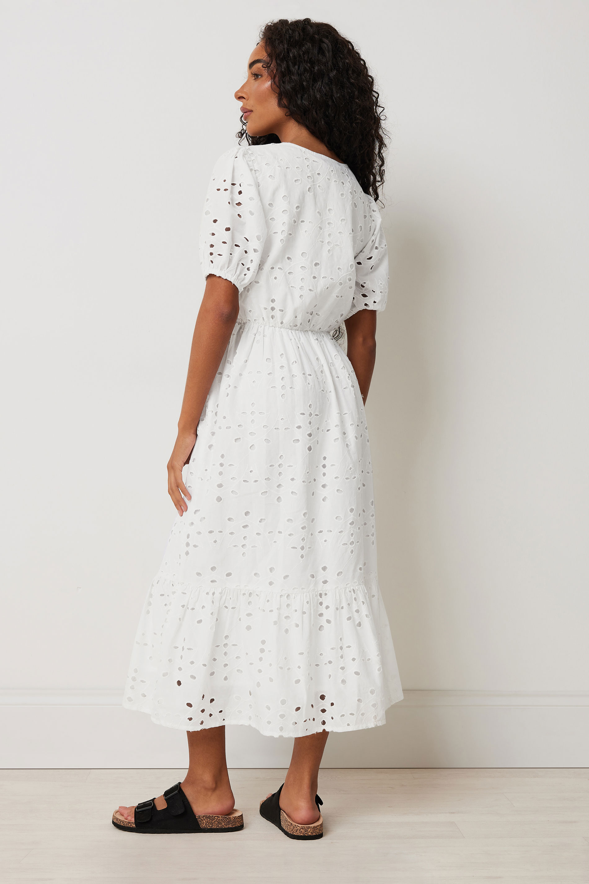 M&Co Petite White Cotton Broderie Tiered Dress | M&Co 5