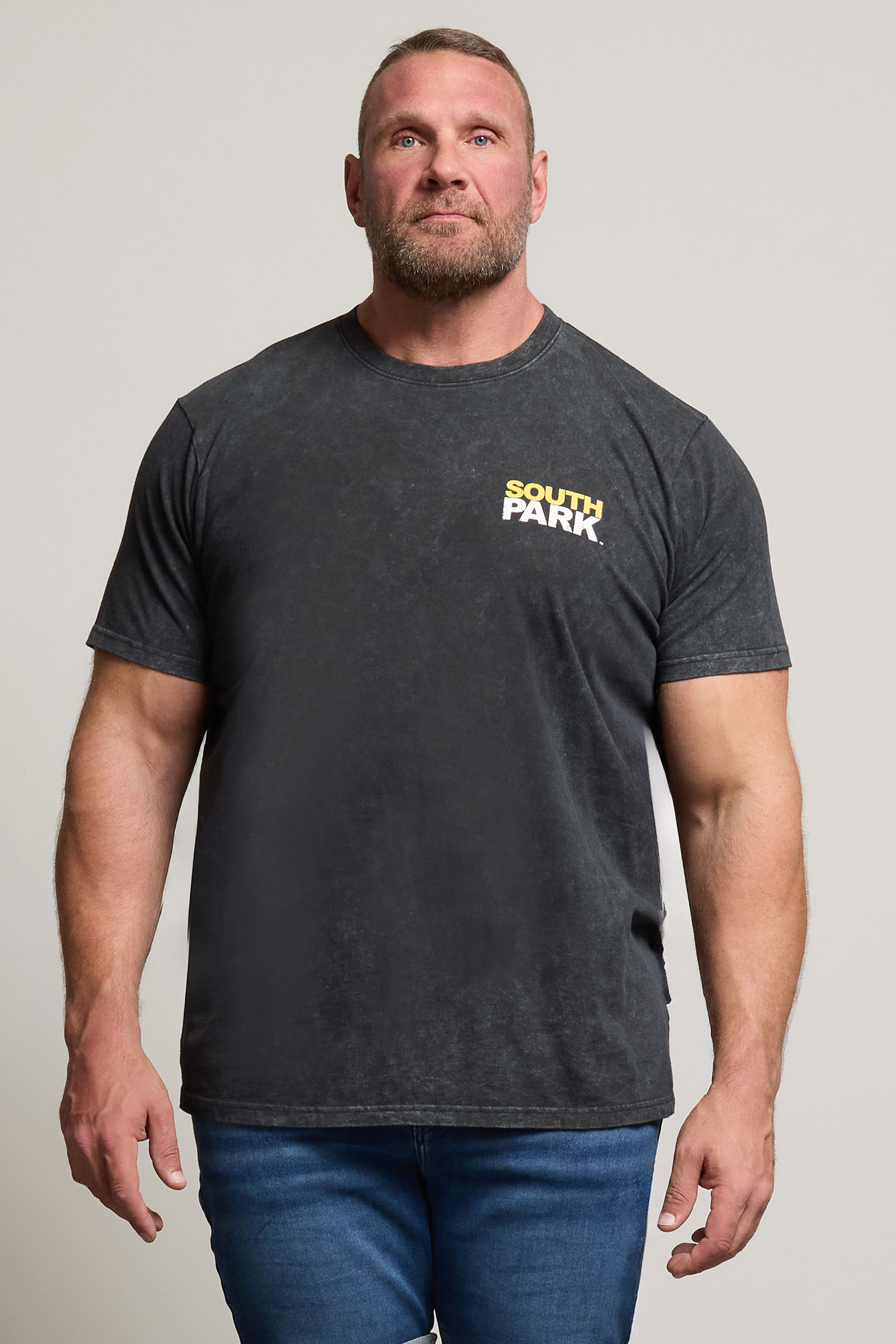 BadRhino Big & Tall Black Acid Wash Printed 'South Park' T-Shirt | BadRhino 3