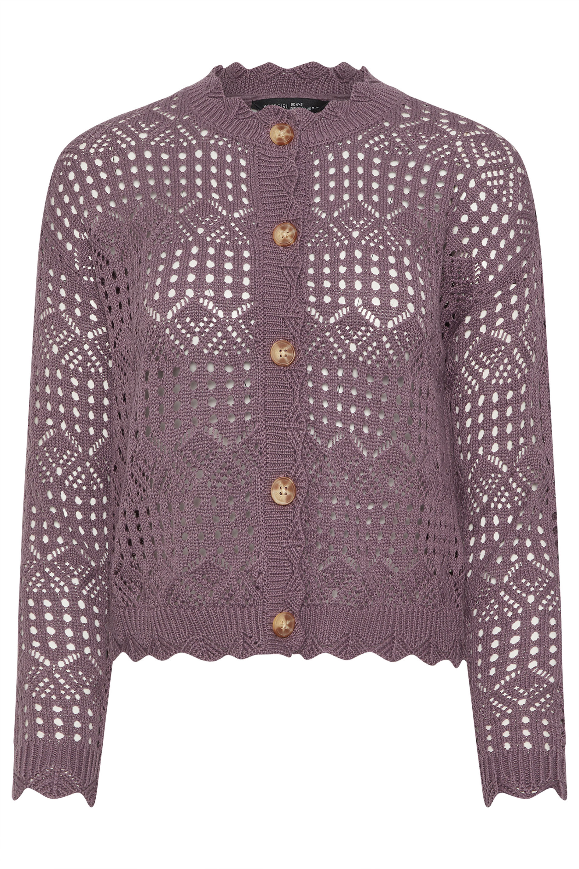 PixieGirl Petite Women's Plum Purple Crochet Button Cardigan | PixieGirl 5