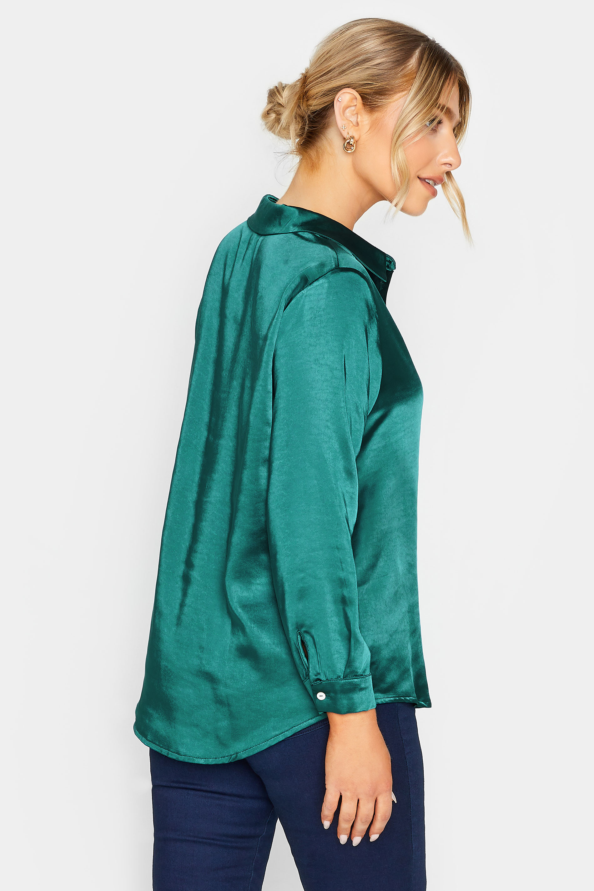 M&Co Emerald Green Satin Shirt | M&Co 3