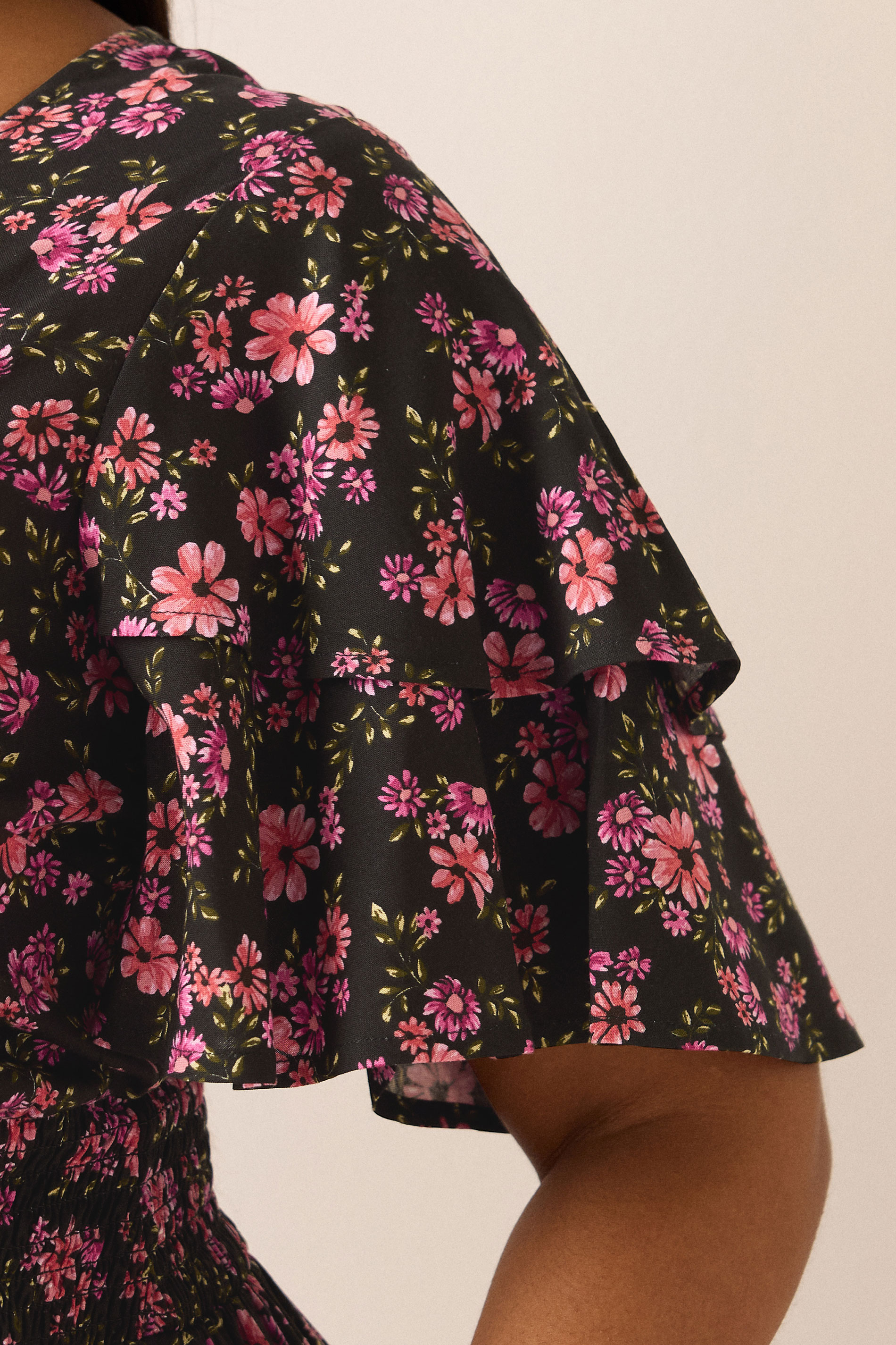 YOURS Plus Size Pink Floral Print Flutter Sleeve Top | Yours Clothing 4