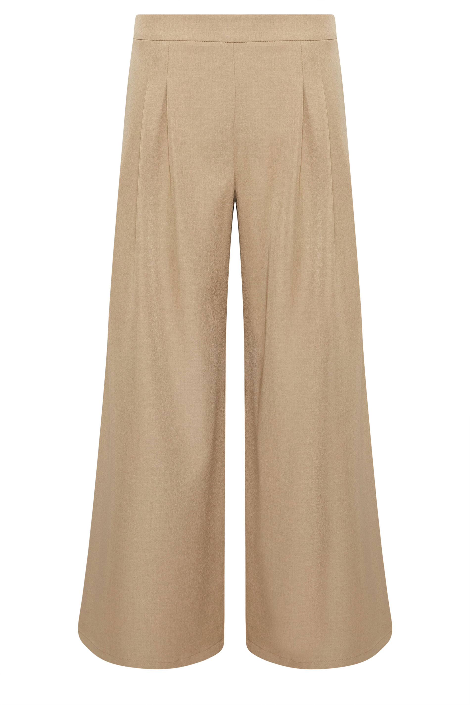 PixieGirl Petite Women's Natural Brown Pleat Front Palazzo Trousers | PixieGirl 6