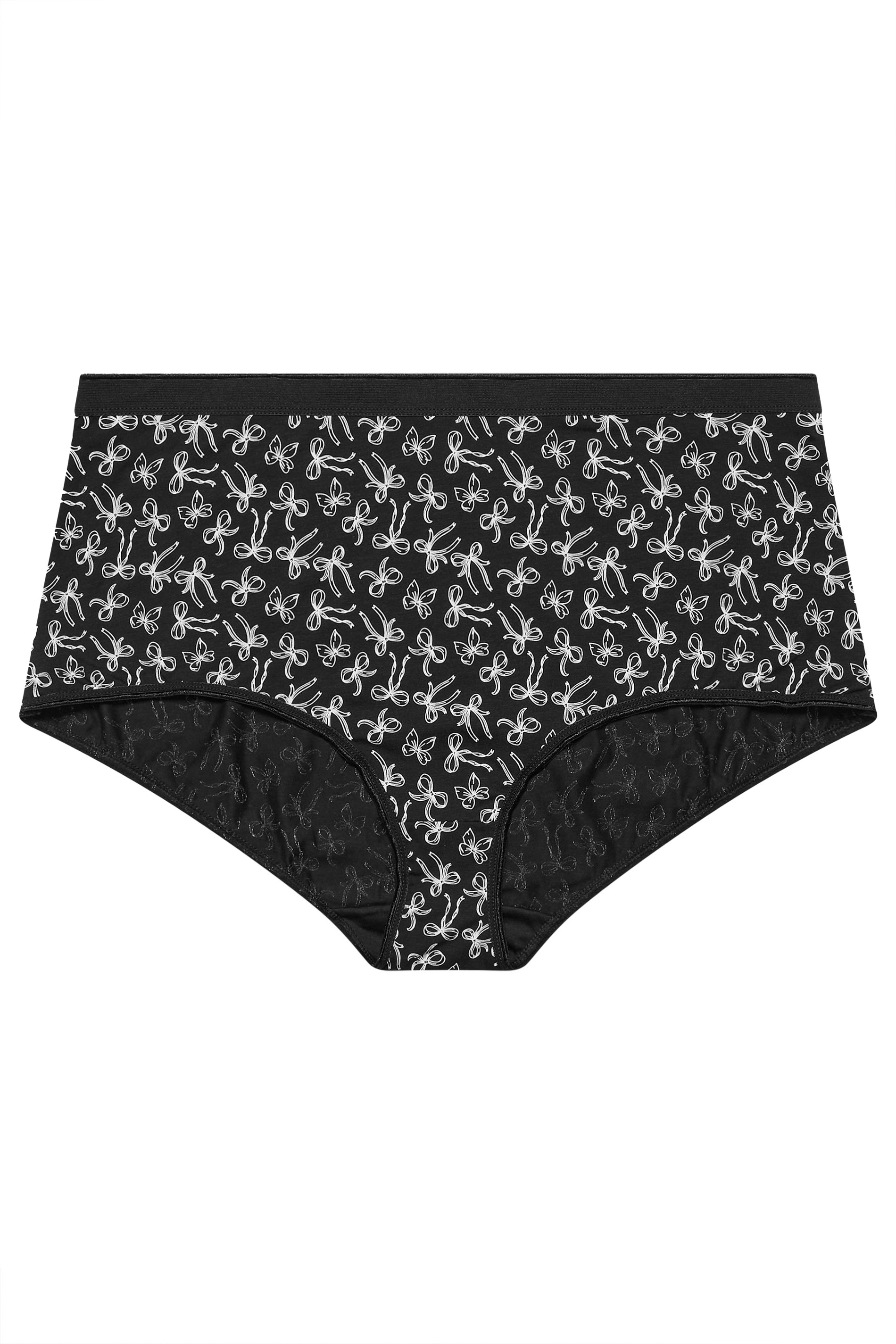 YOURSET 5 PACK Curve Black & Pink Bow Print Full Briefs | Yours Curve  6